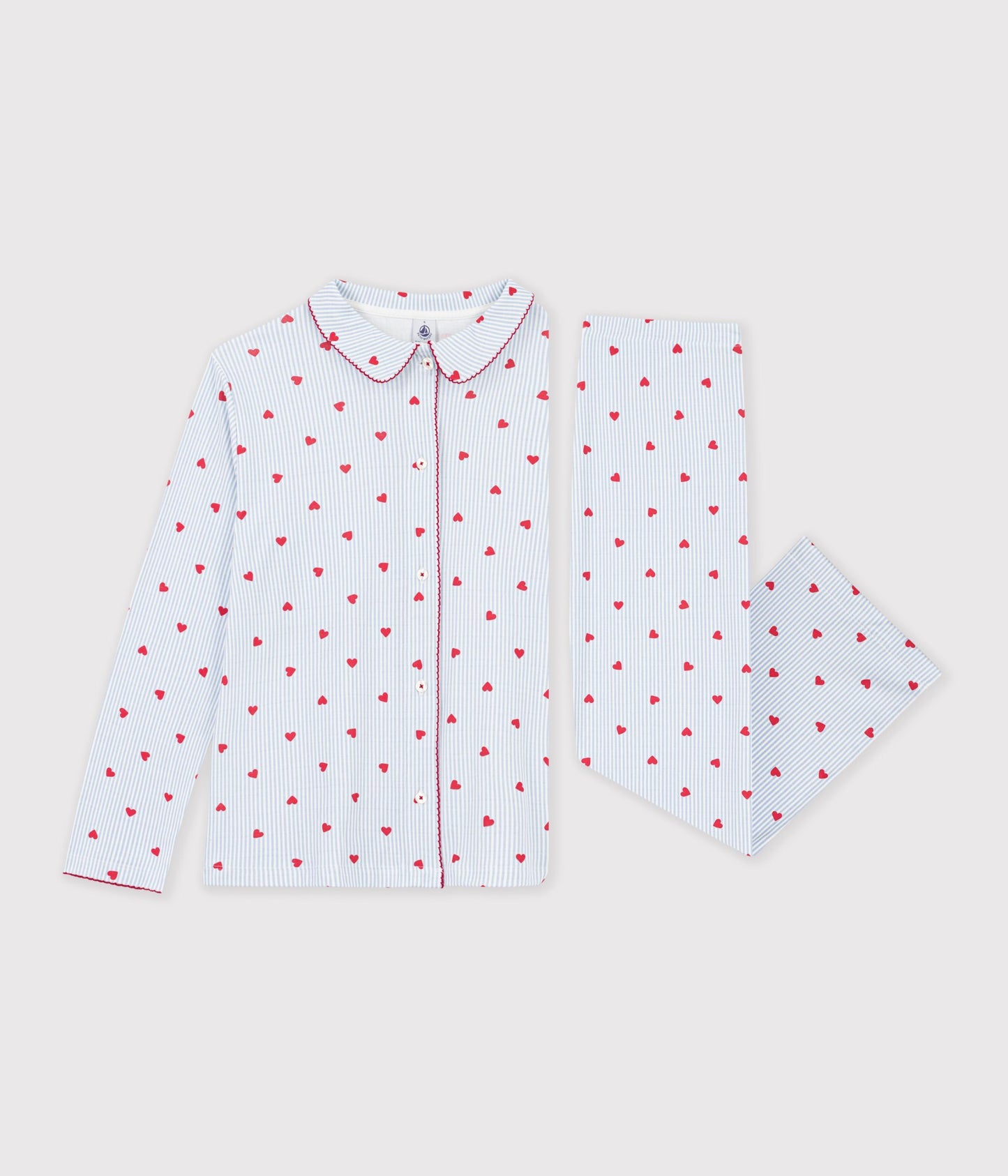 Pyjamas til kvinder/røde hjerter - MARSHMALLOW/MULTICO