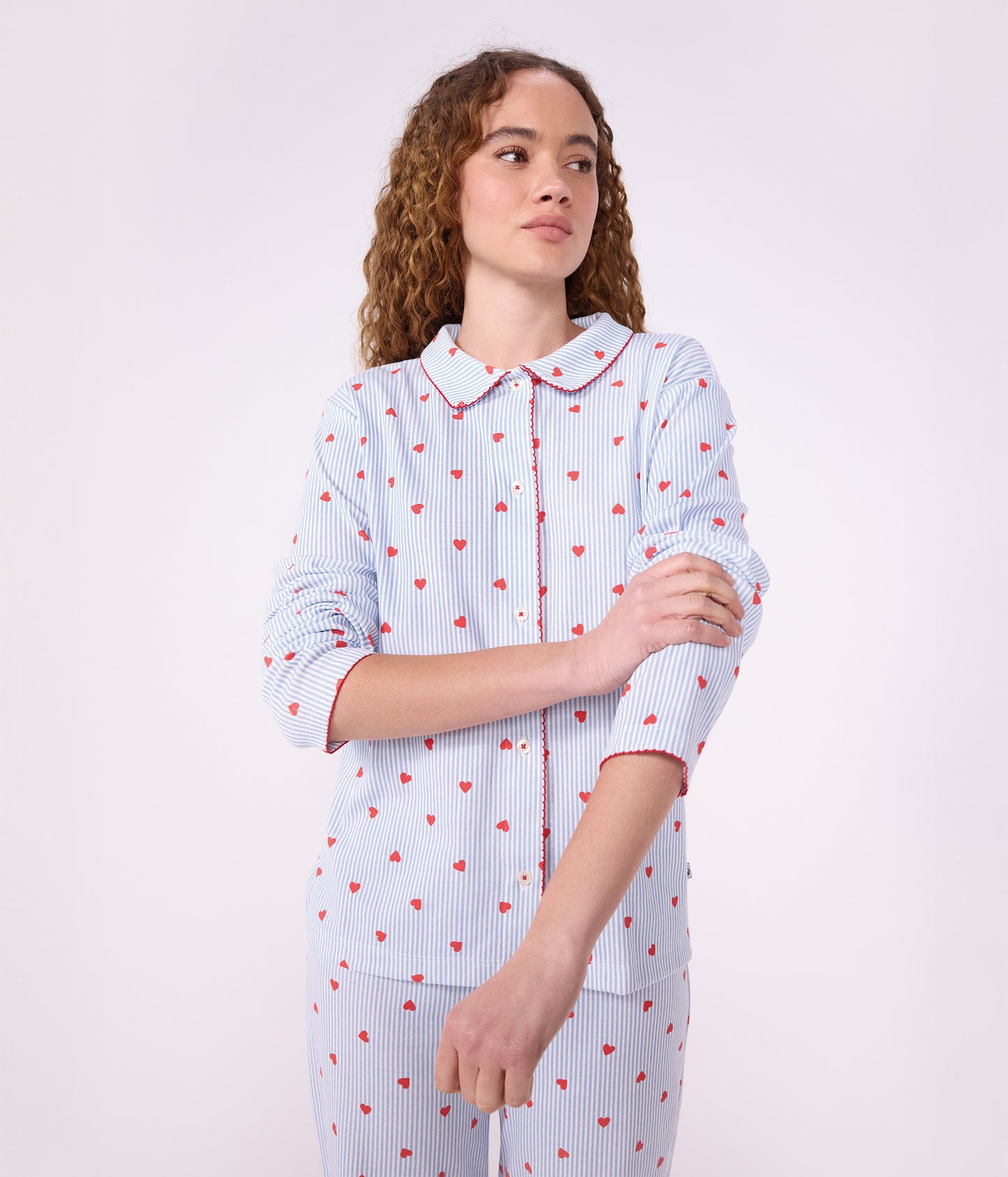 Pyjamas til kvinder/røde hjerter - MARSHMALLOW/MULTICO