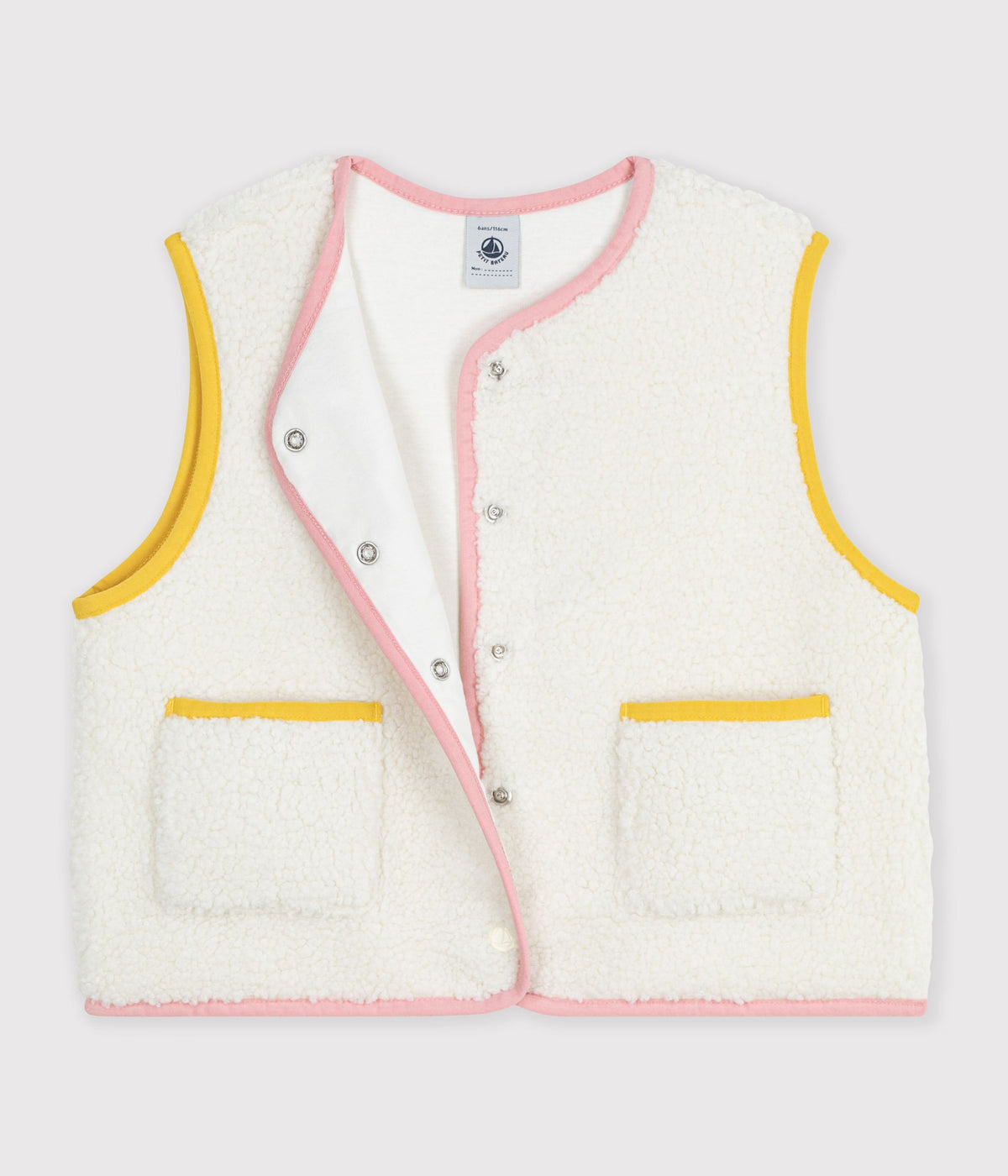 Sherpa vest til piger med kontrast kant - Milk