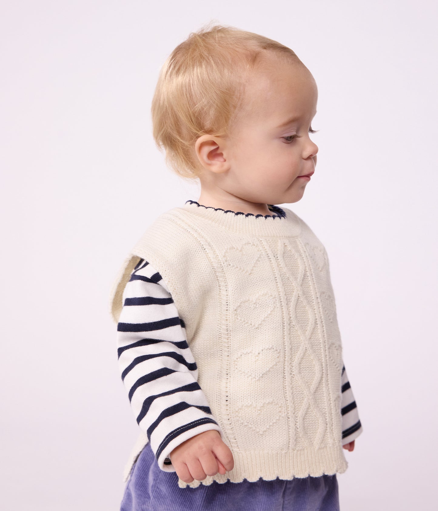 Vest i uld- og bomuldsstrik til baby