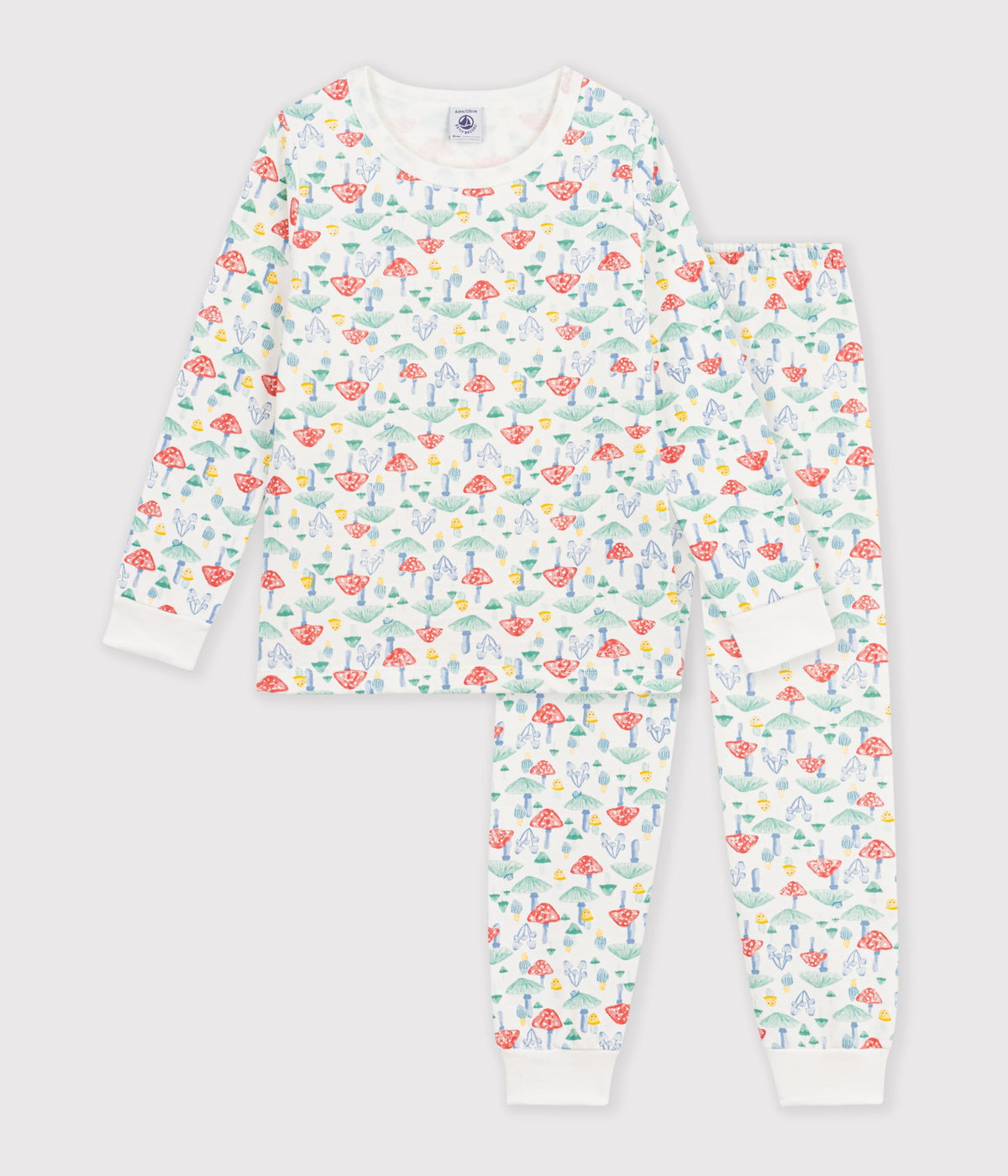 Langærmet pyjamas til børn med svampetryk
