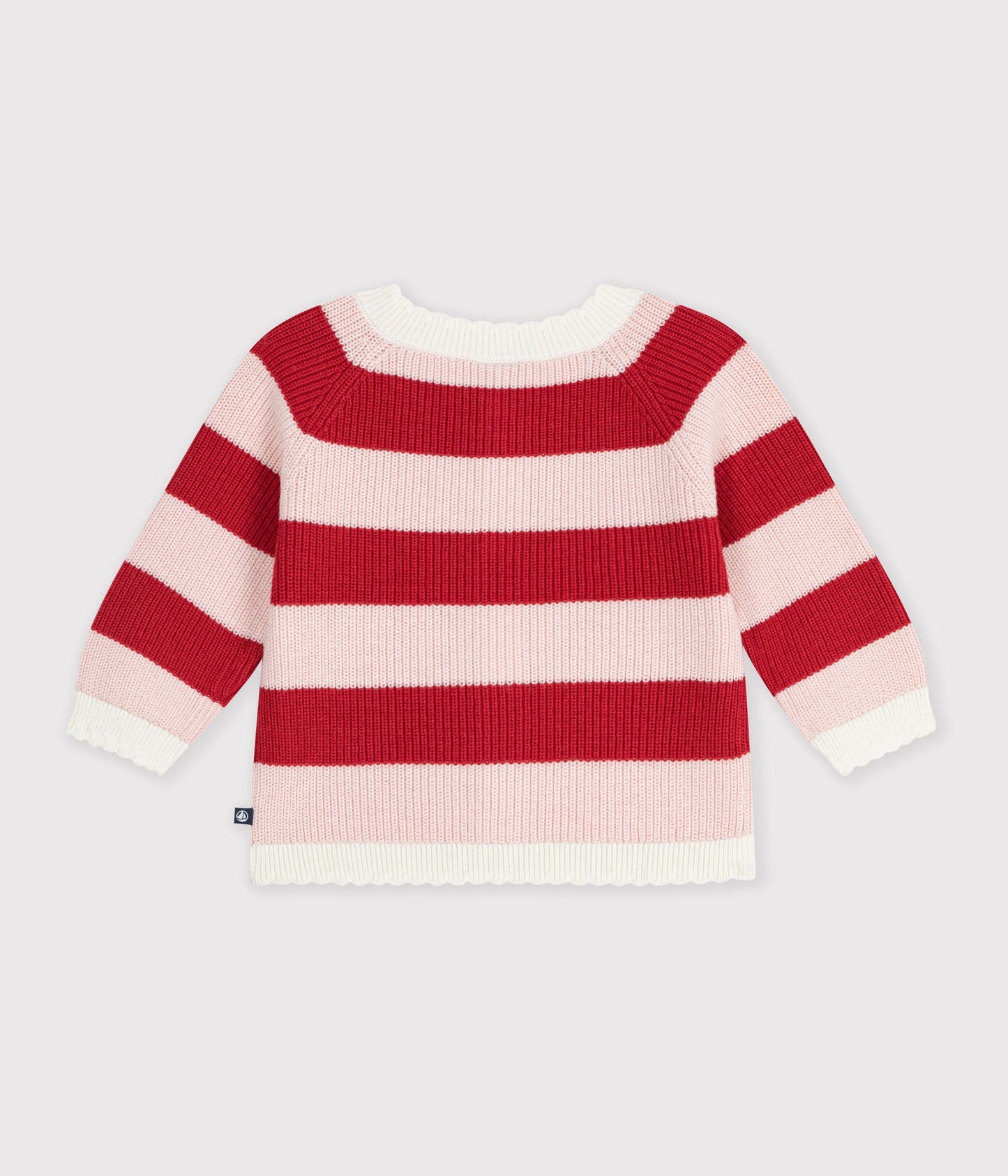 Rødstribet cardigan til baby i uld og bomuld - Terkuit/Joli