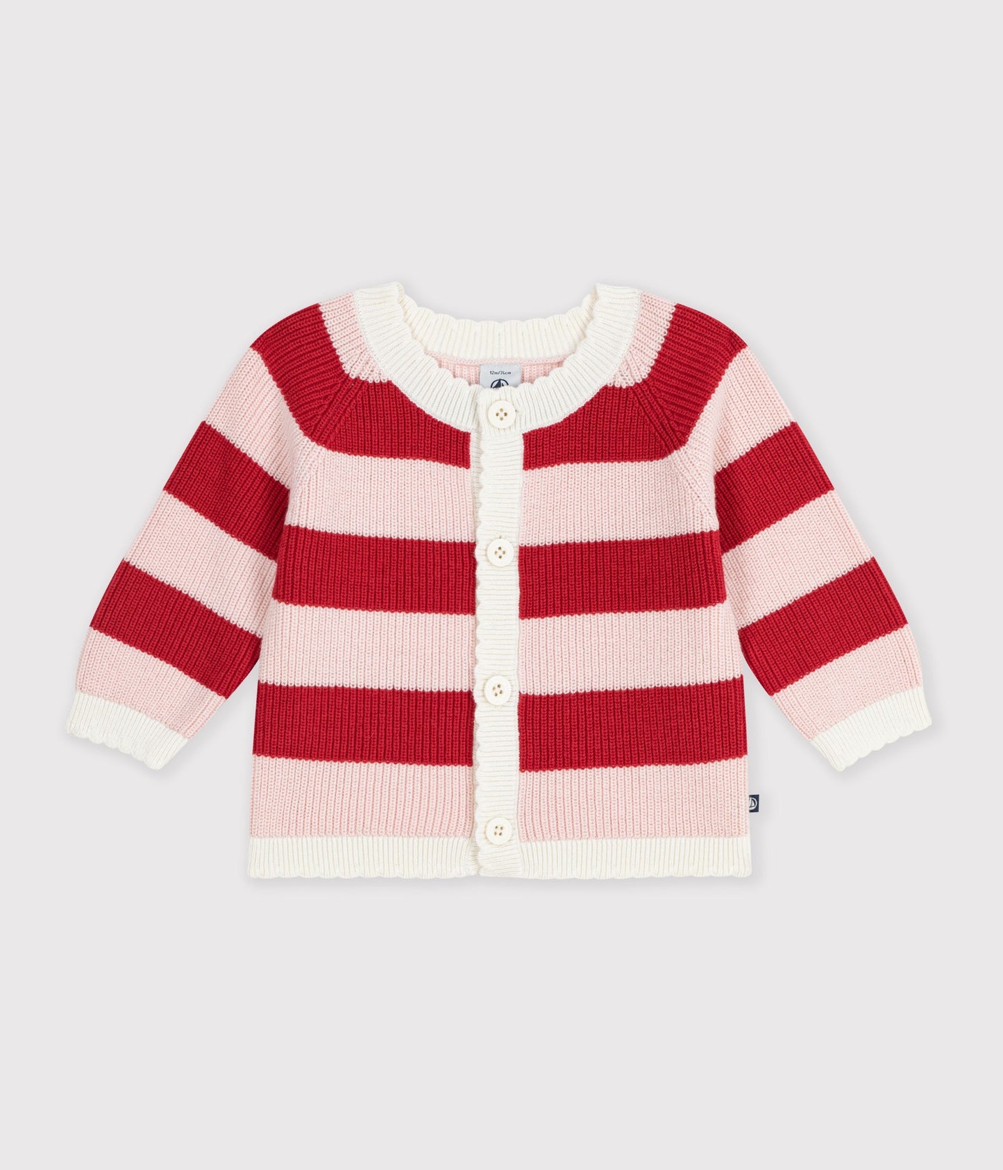 Rødstribet cardigan til baby i uld og bomuld - Terkuit/Joli