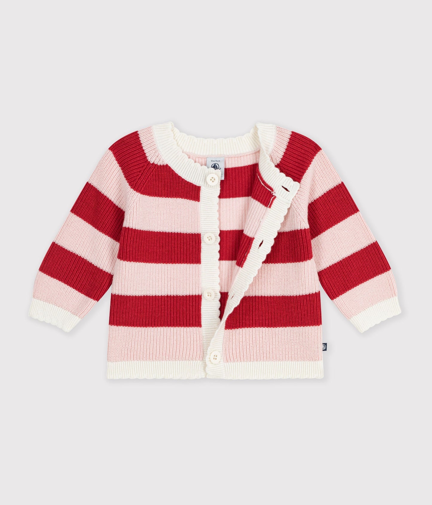 Rødstribet cardigan til baby i uld og bomuld - Terkuit/Joli