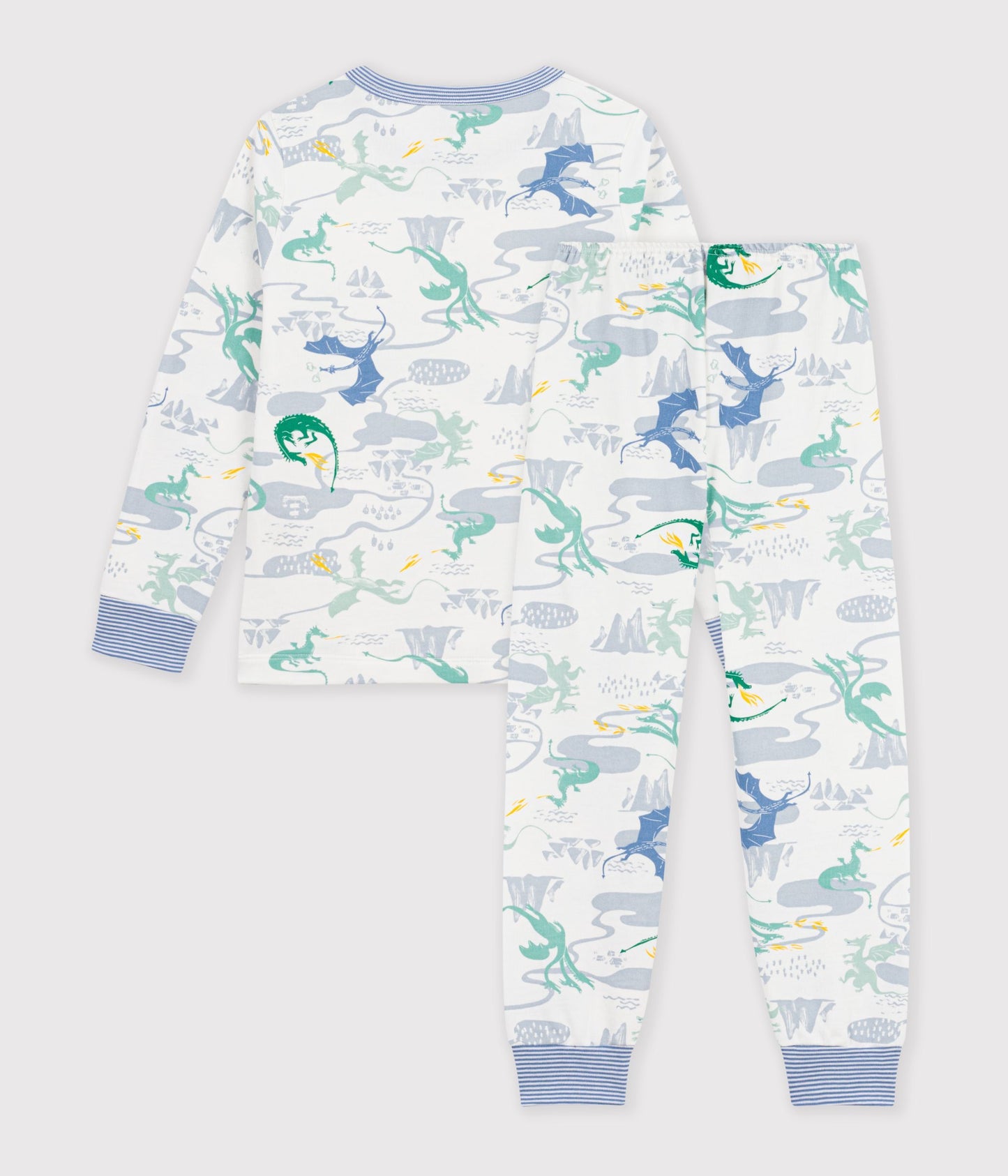 Langærmet pyjamas i fleece med drager