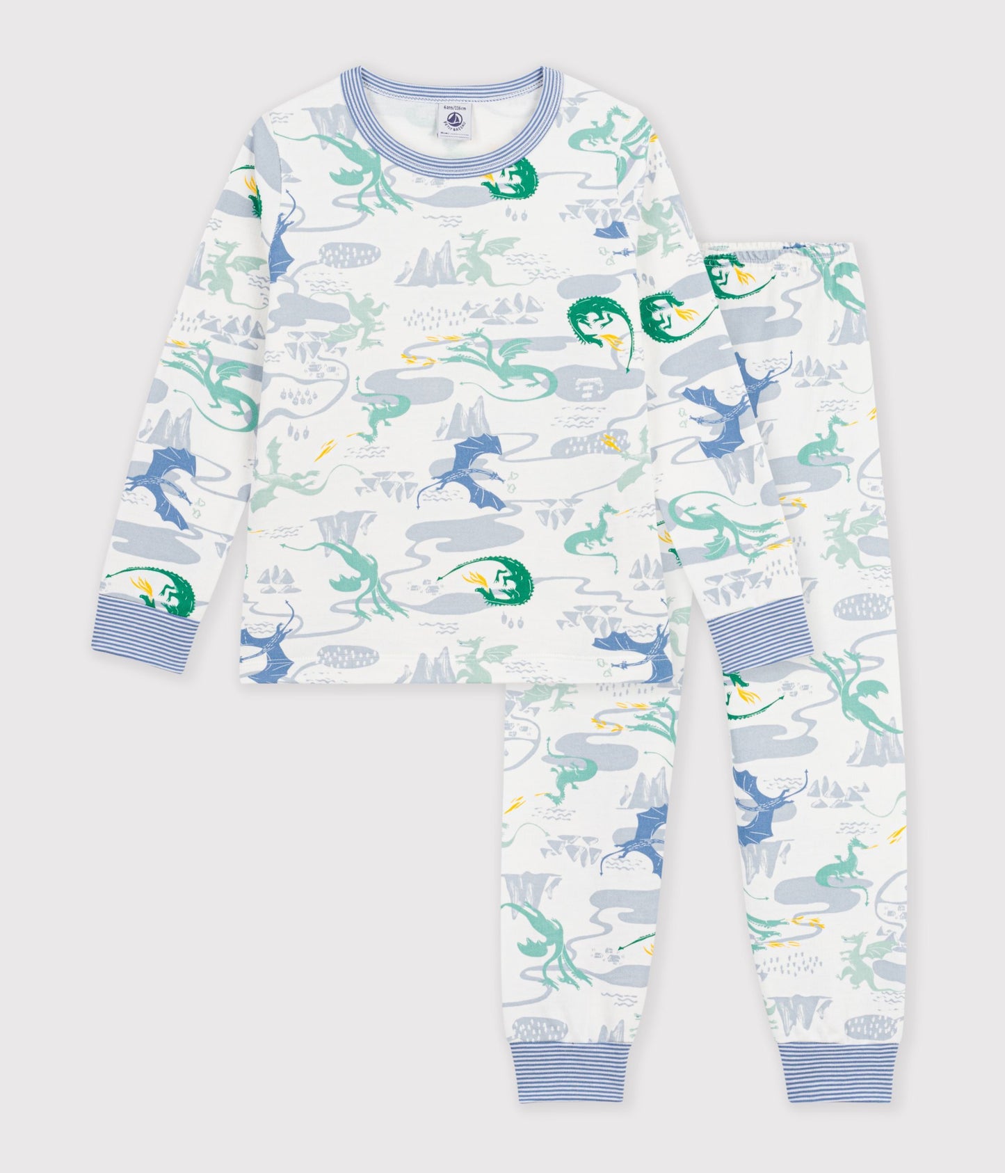 Langærmet pyjamas i fleece med drager