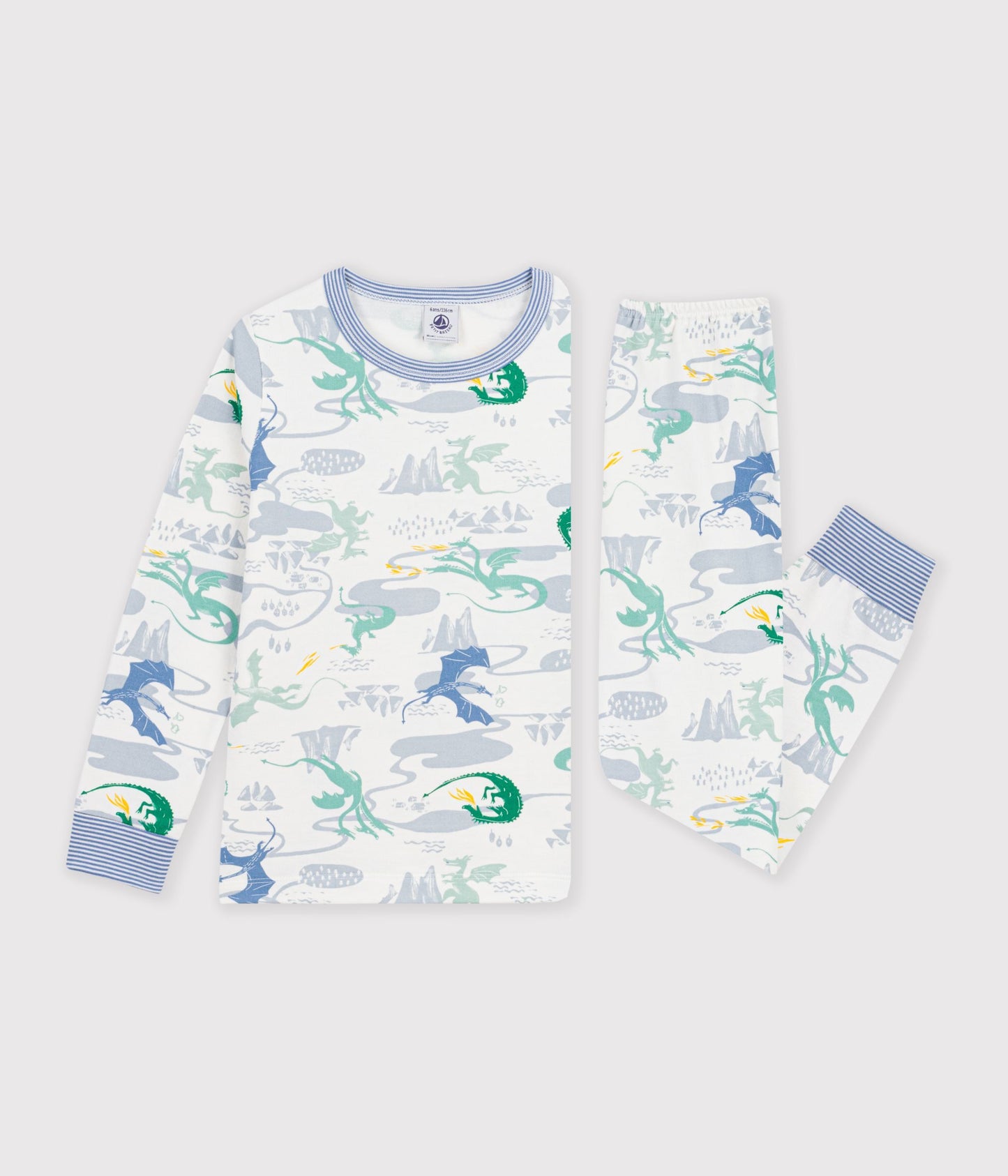 Langærmet pyjamas i fleece med drager