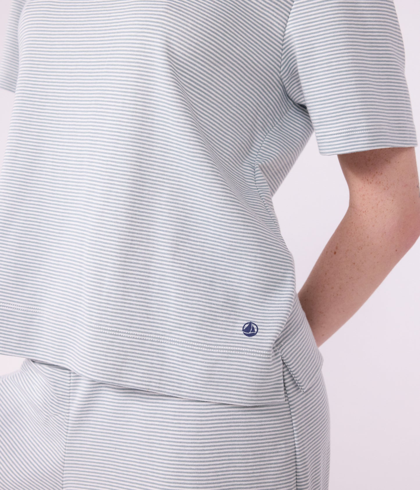 Pyjamas til kvinder - Sedumblue/Marshmallow strib