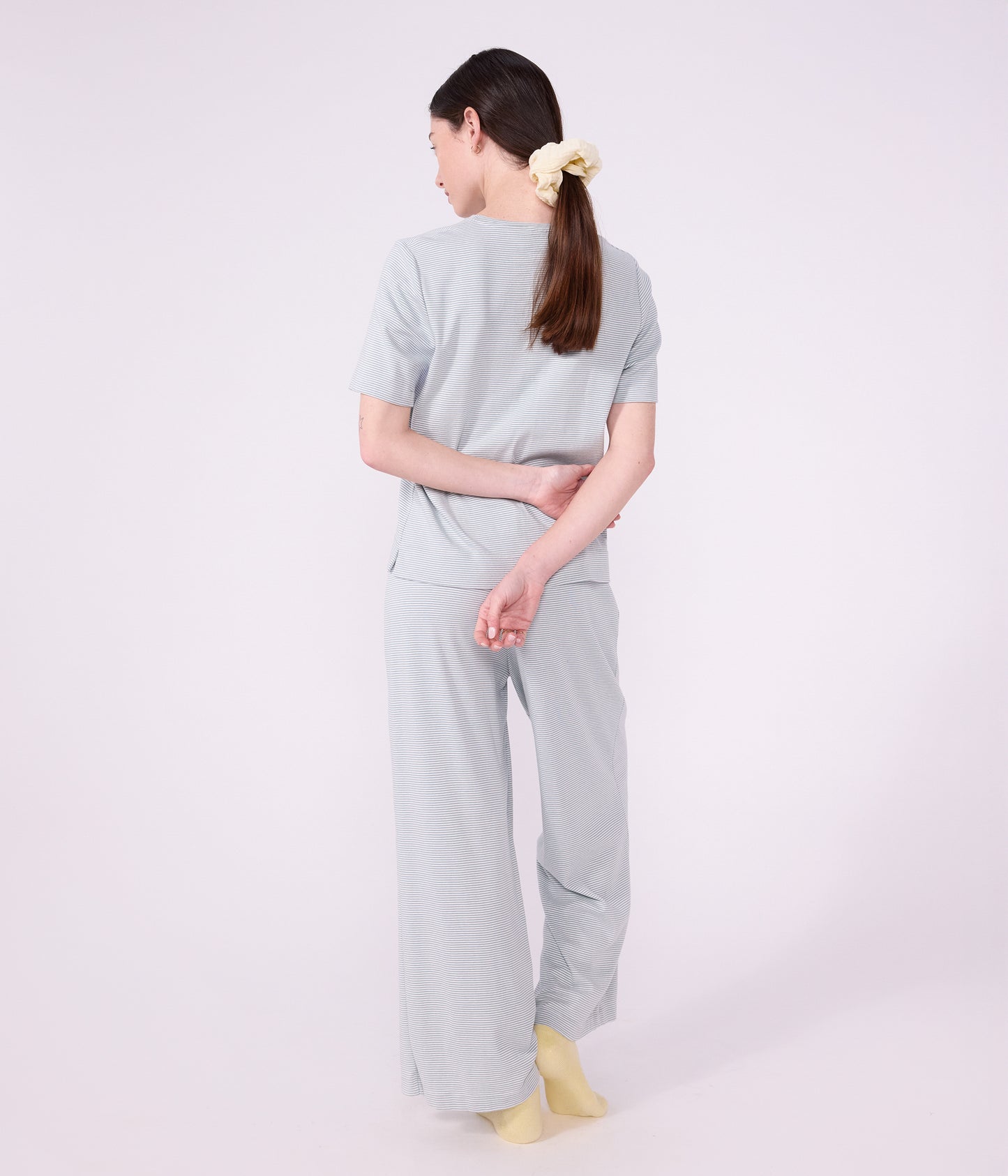 Pyjamas til kvinder - Sedumblue/Marshmallow strib