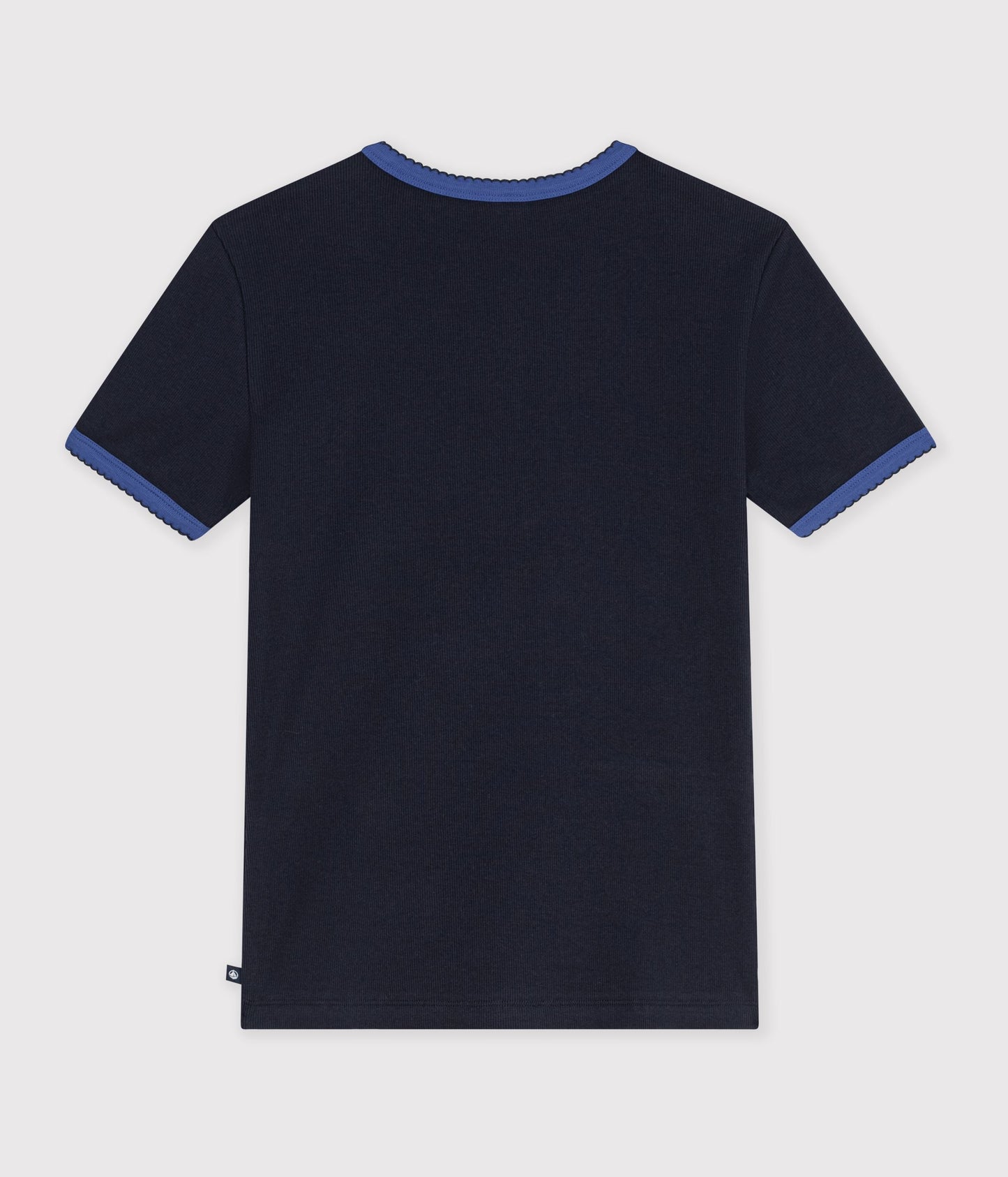 T-shirt med bølgekant til kvinder - Smoking/Koboltblå kant