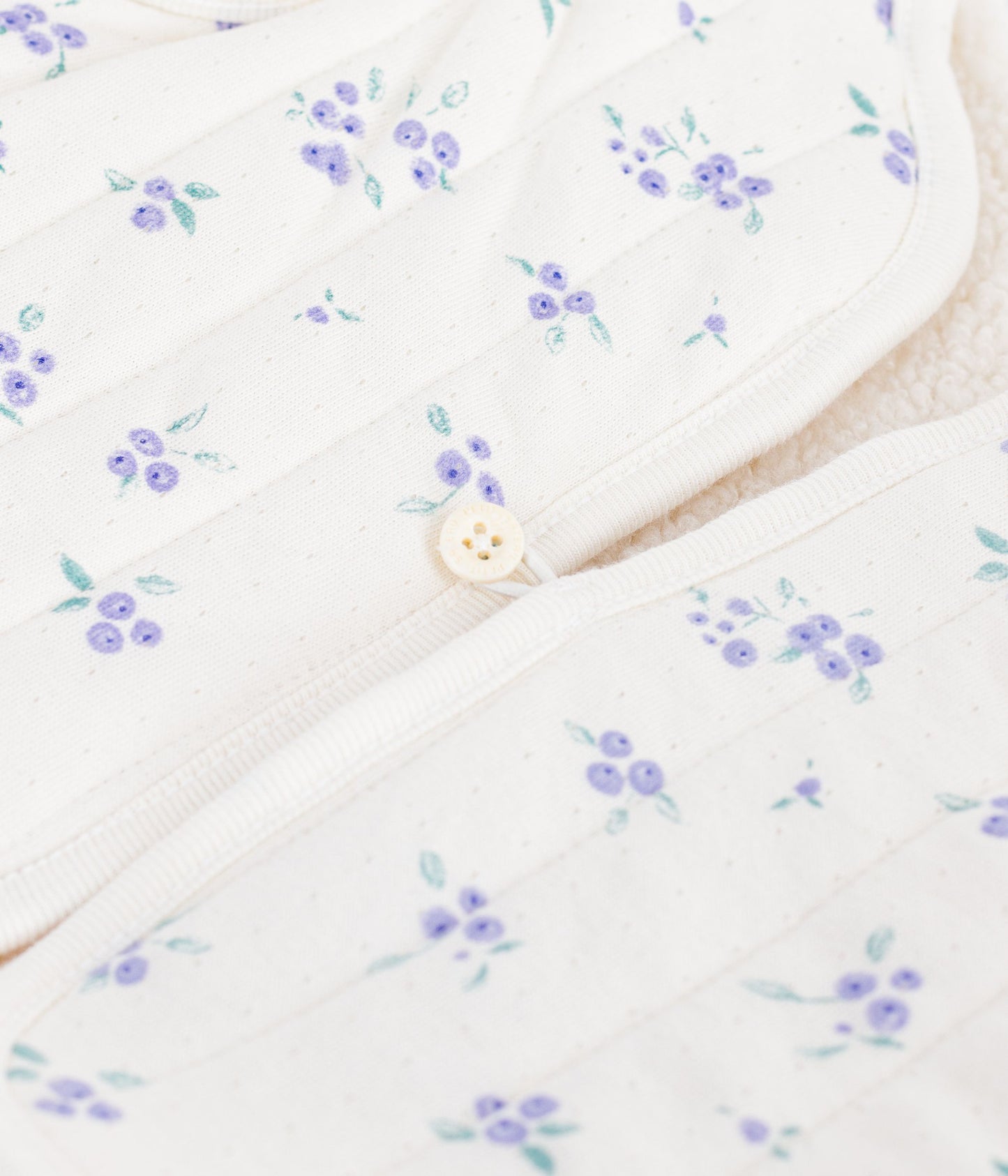 Floral printet bomulds og sherpa vest til baby