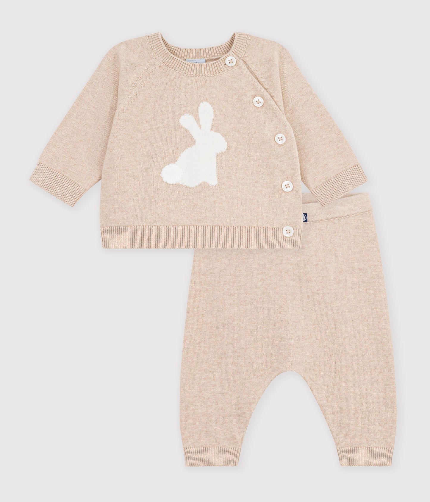 Cashmere og bomuldssæt til baby - Pain beige