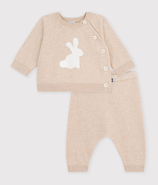 Cashmere og bomuldssæt til baby - Pain beige