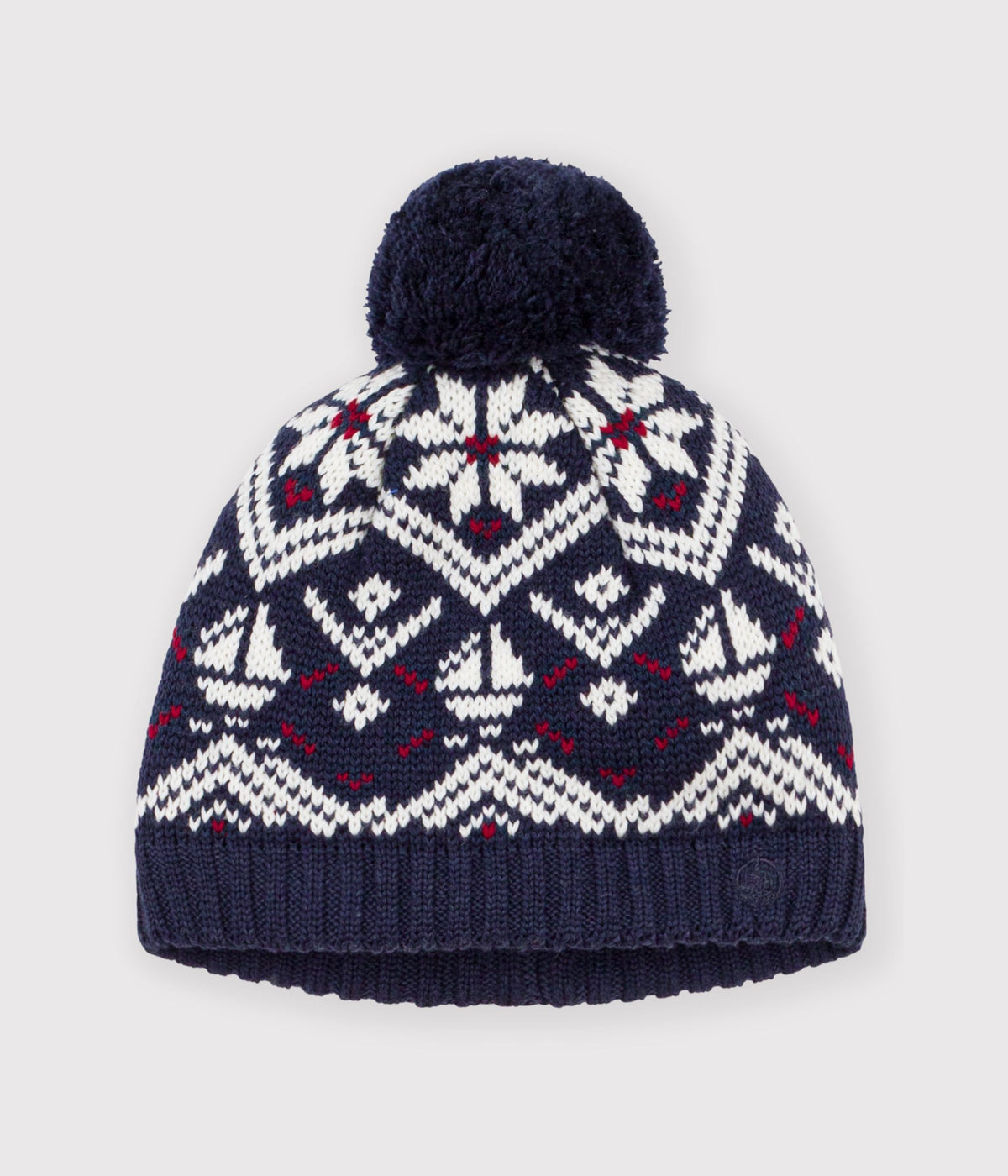 Hue til baby i jacquardstrik med fleecefor - SMOKING/MILK/CHILI