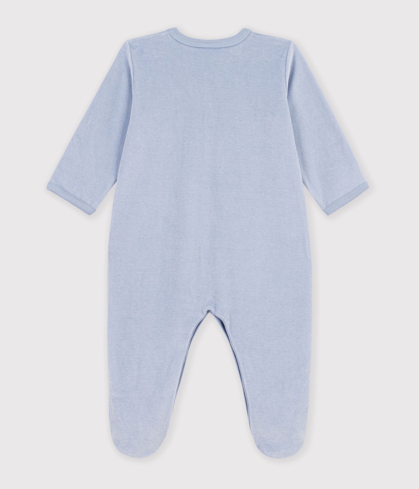 Pyjamas med fødder i velour - new placid blå