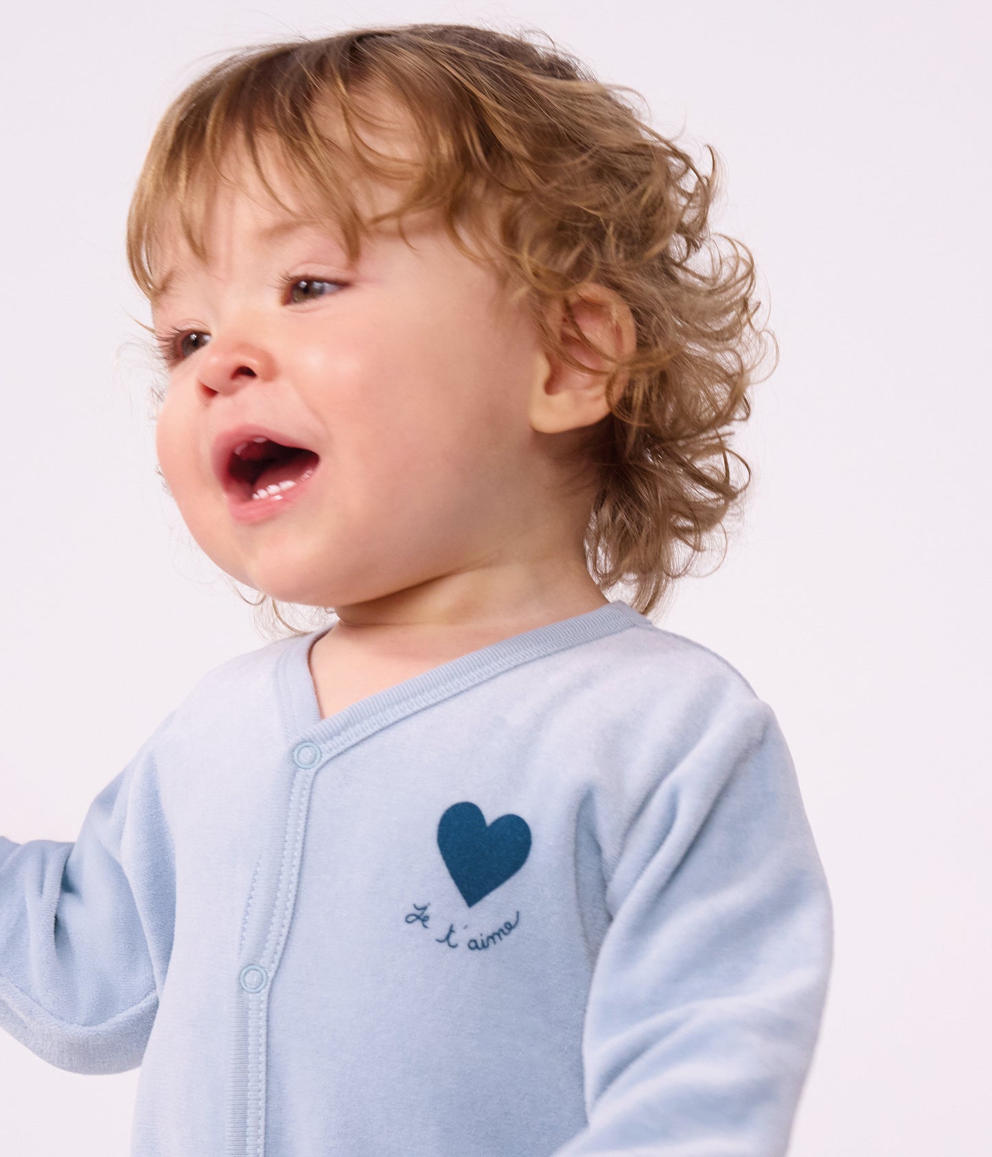 Pyjamas med fødder i velour - new placid blå
