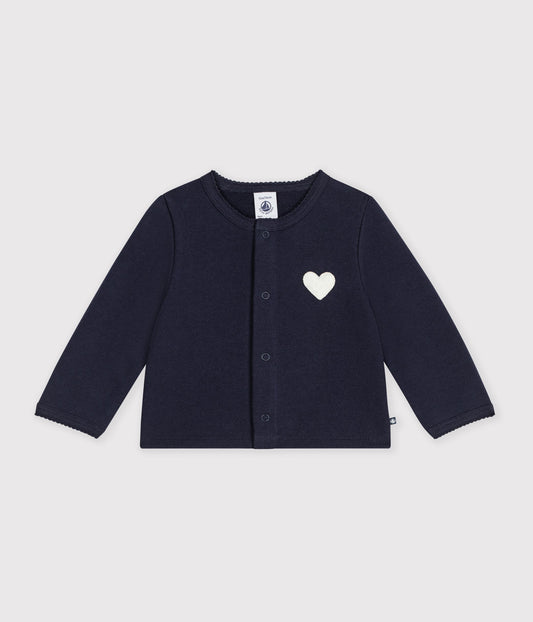 Cardigan med broderet hjerte til baby - smoking