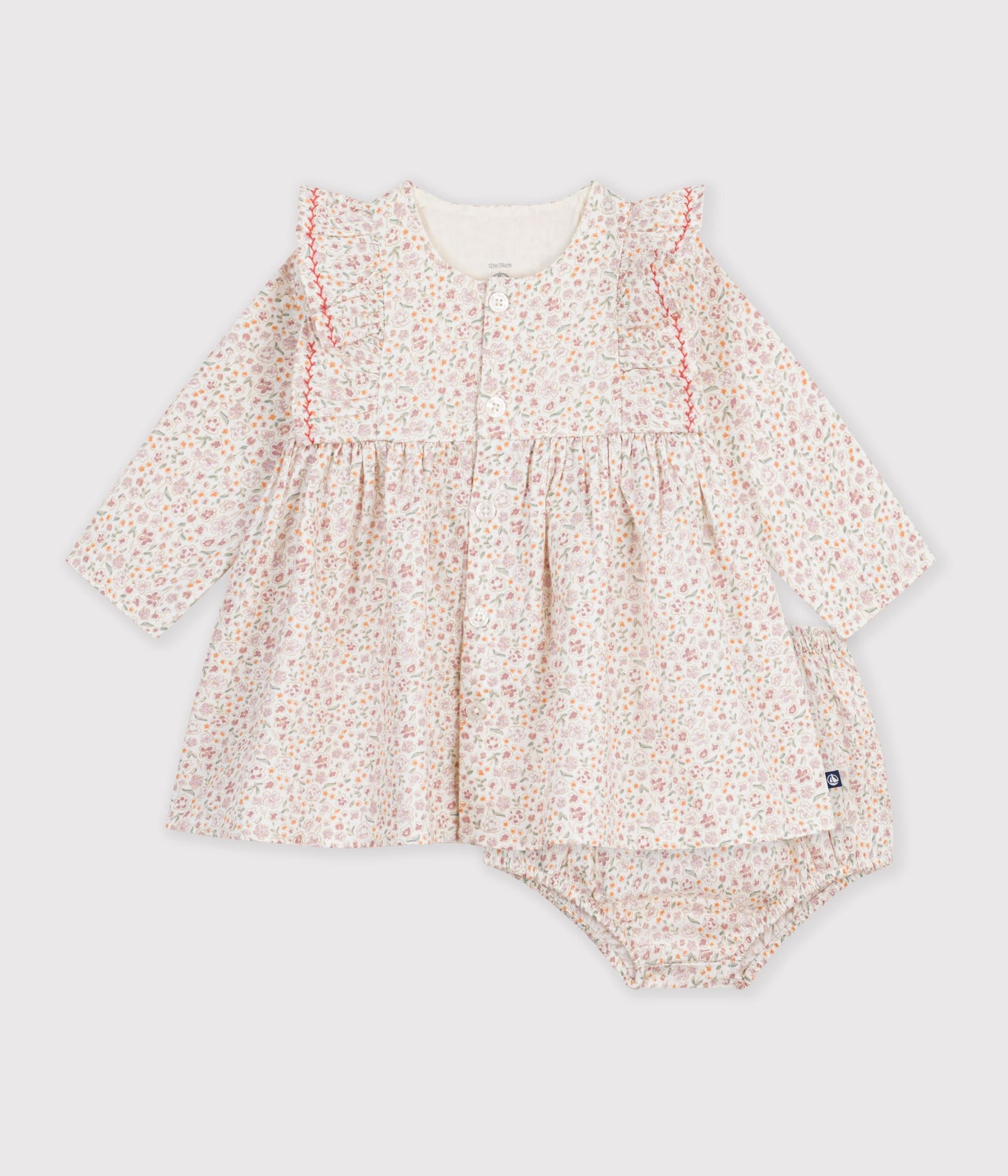 Floral printet kjole med bloomers - Milk/Multico
