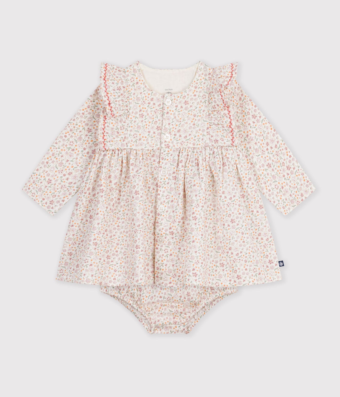Floral printet kjole med bloomers - Milk/Multico