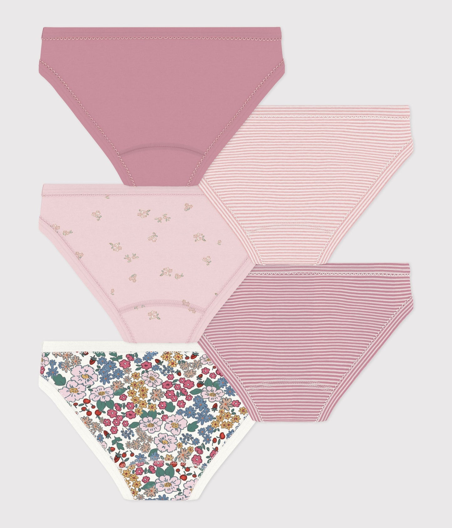 5-pak bomuldstrusser - floral/striber