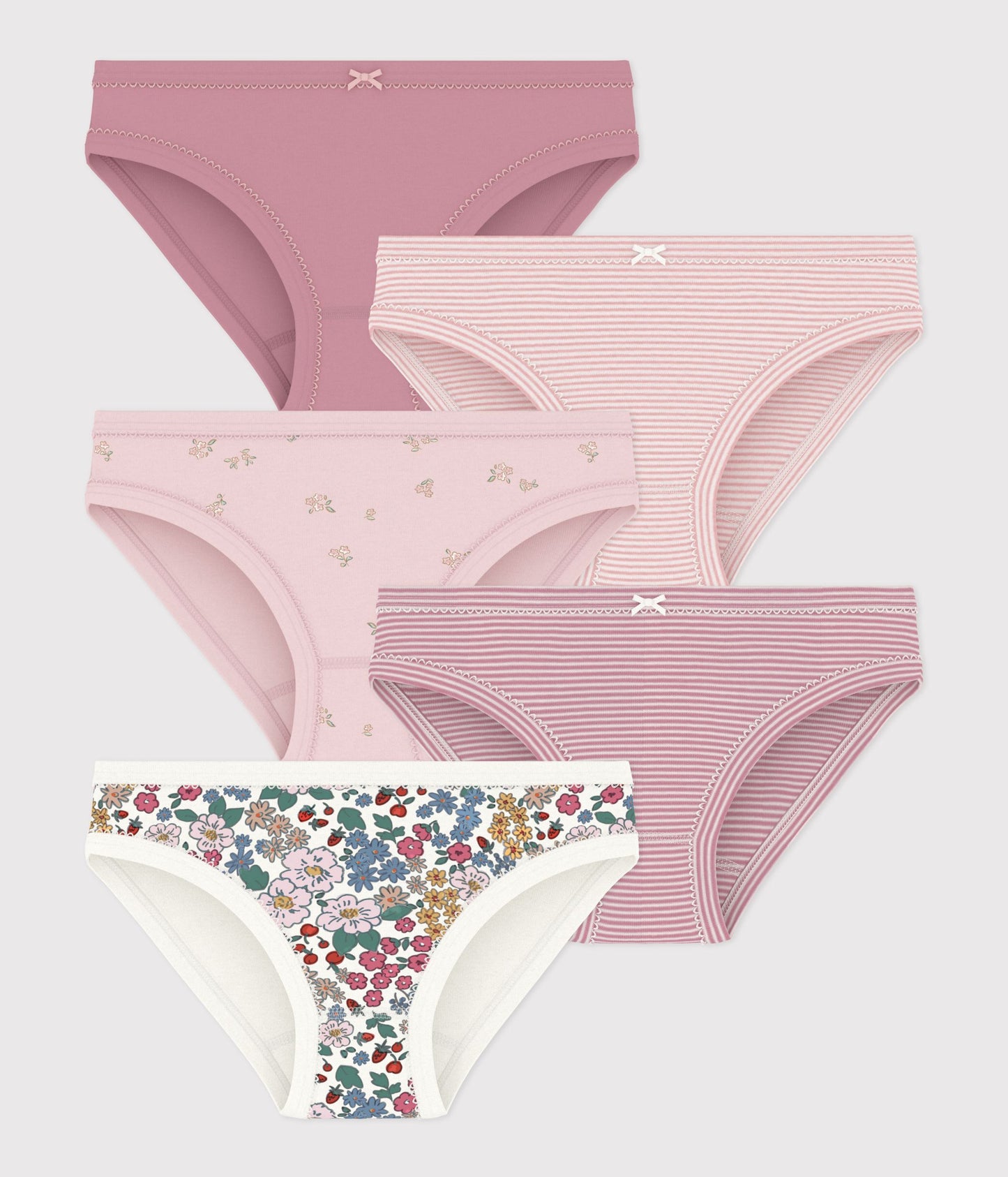 5-pak bomuldstrusser - floral/striber