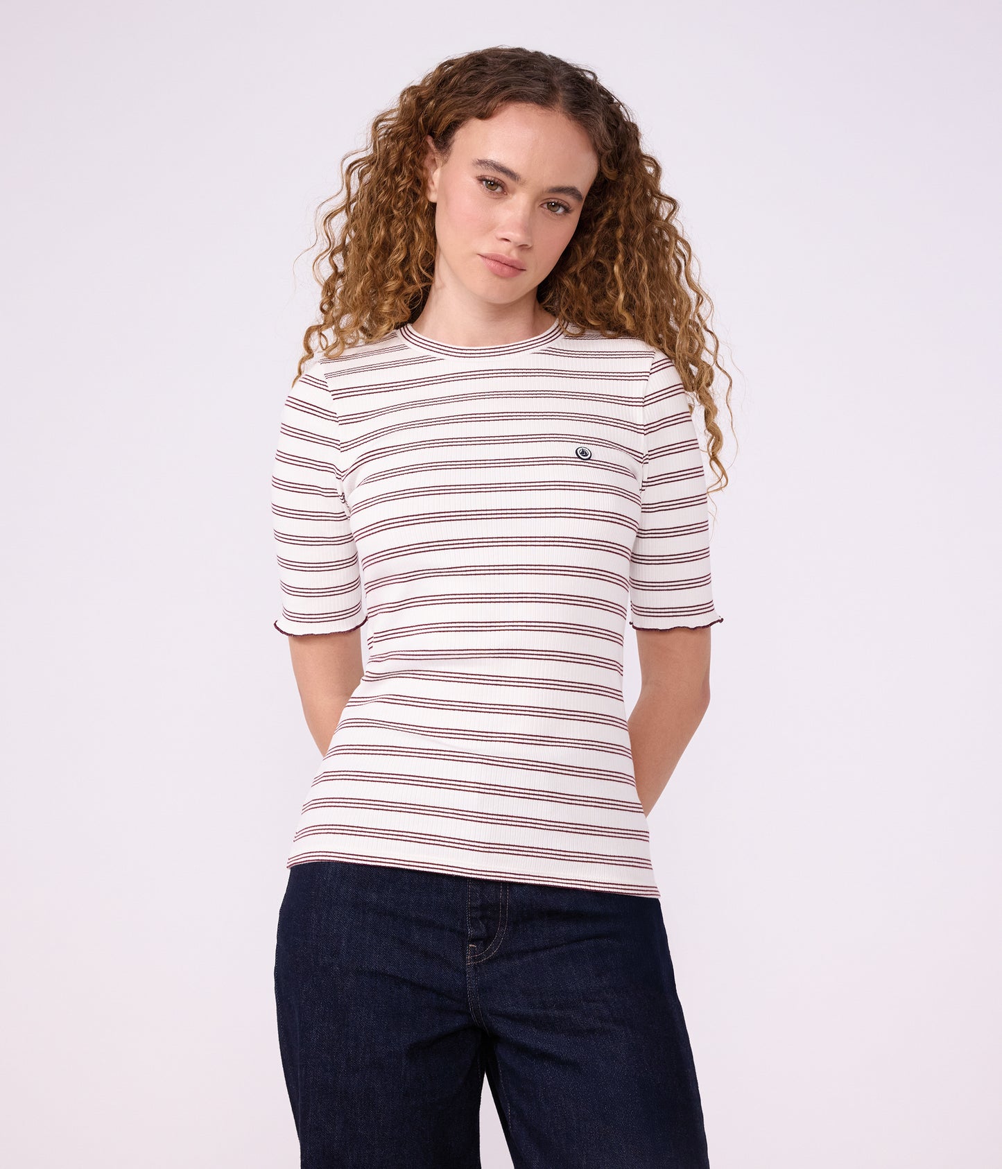 T-shirt til kvinder - Marshmallow/Truffe