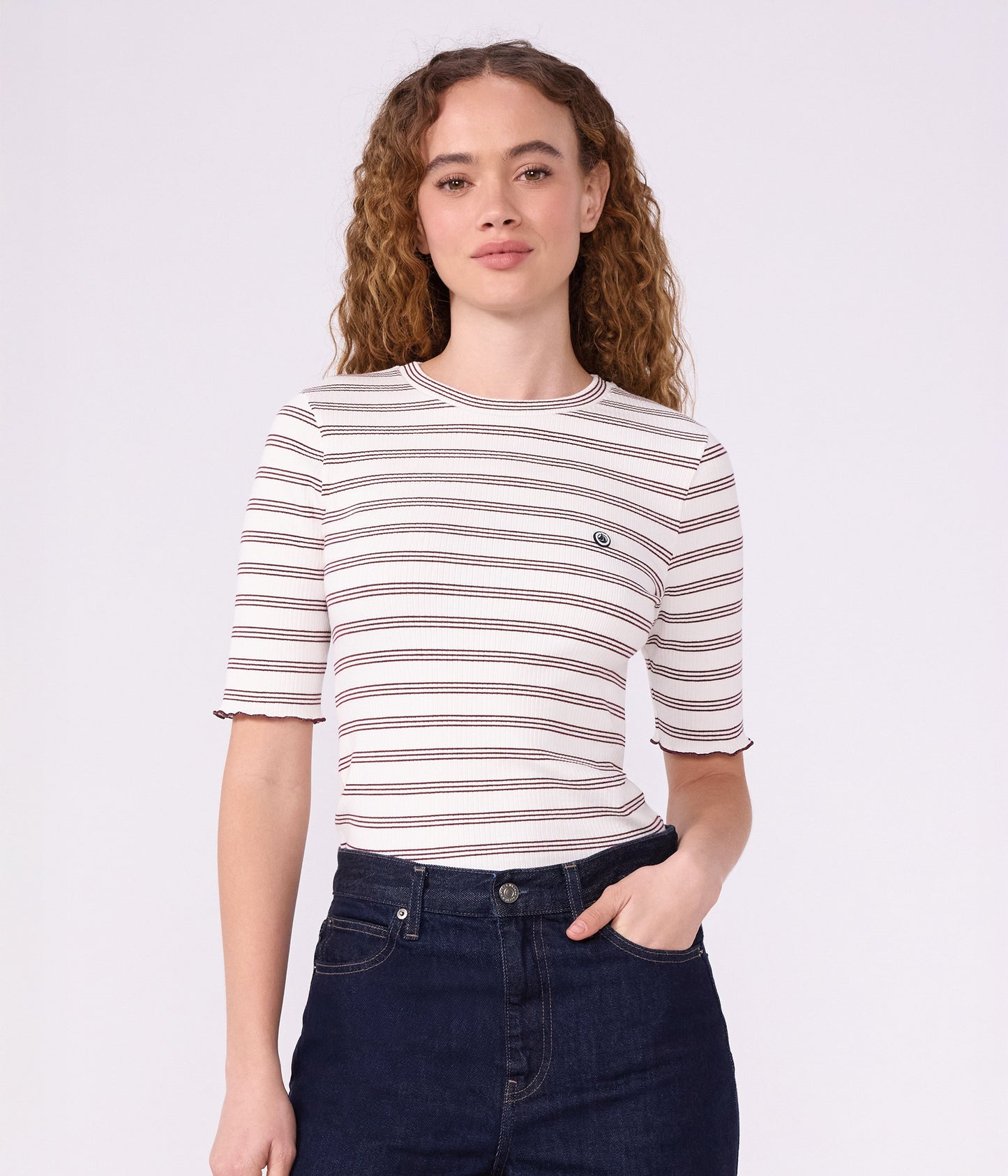 T-shirt til kvinder - Marshmallow/Truffe