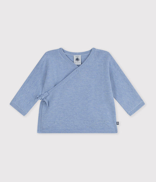 Wrapover cardigan i uld og bomuld - polaire