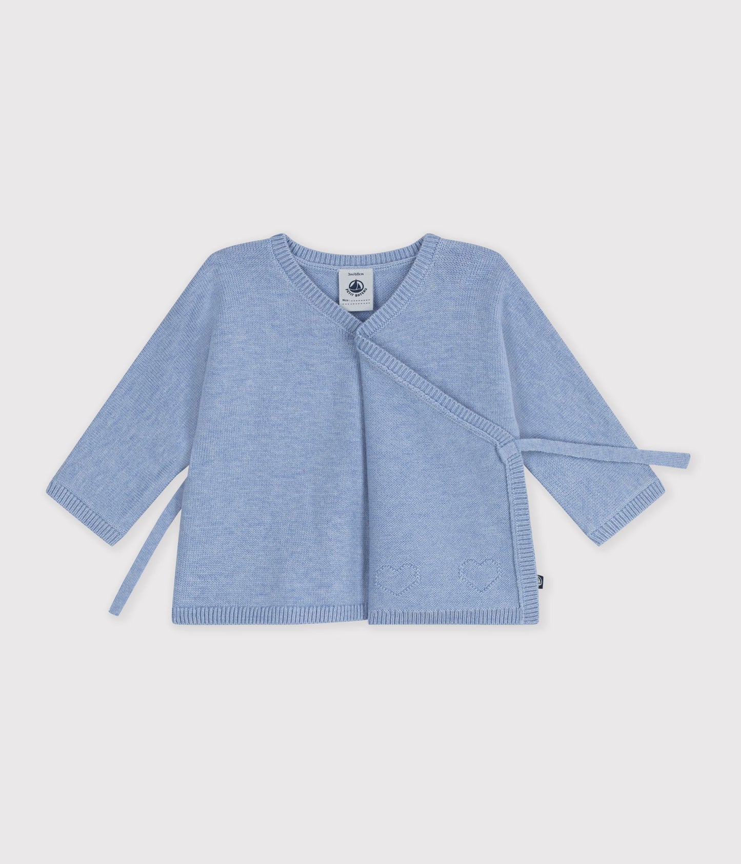 Wrapover cardigan i uld og bomuld - polaire