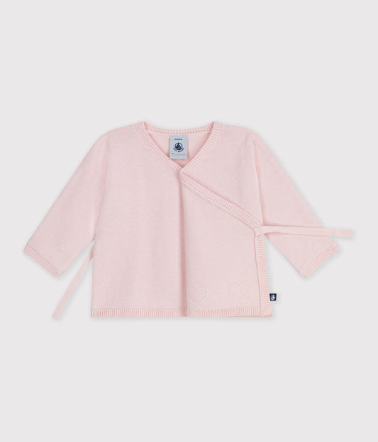 Wrapover cardigan i uld og bomuld - barely