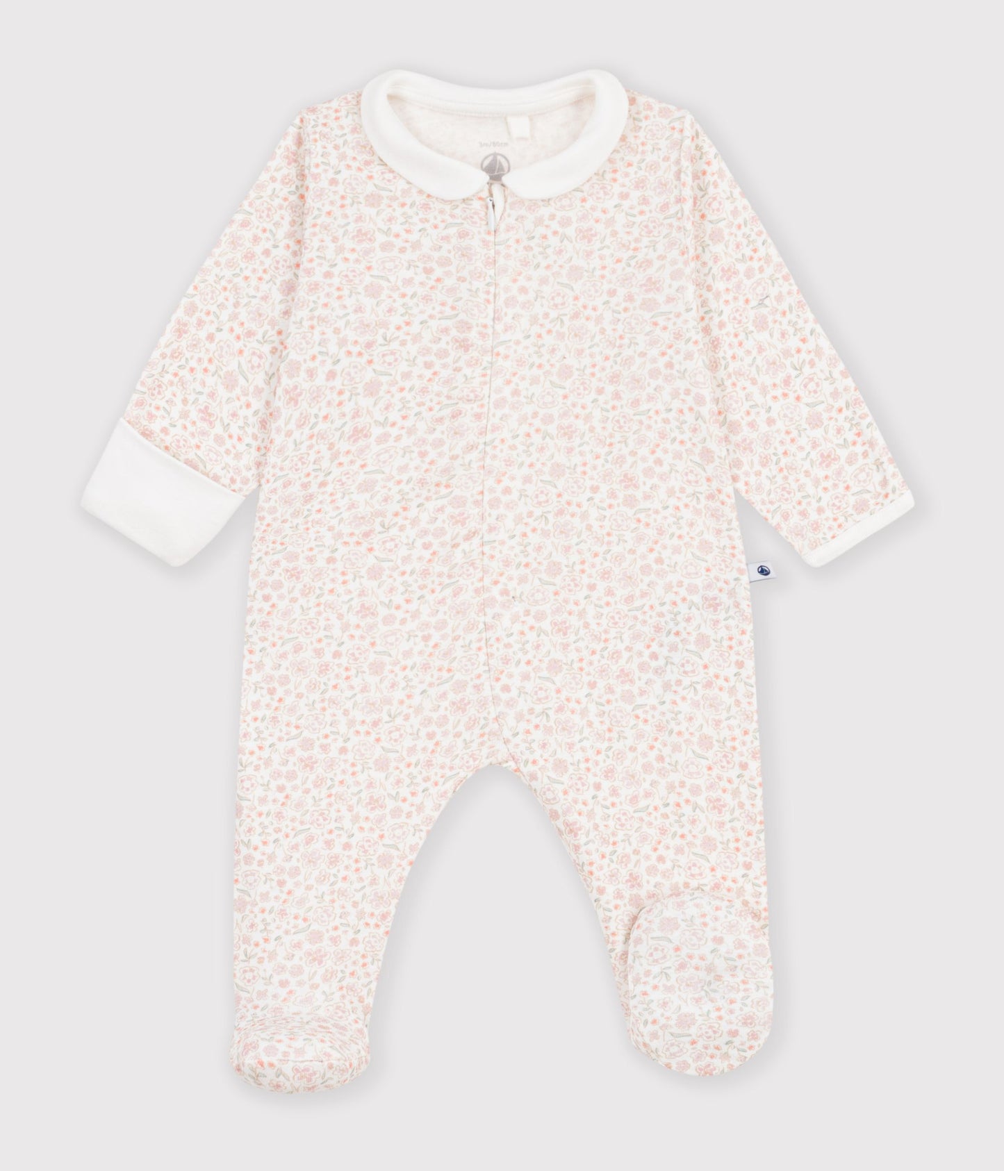 Pyjamas med fødder og lynlås lukning - Marshmallow/multico