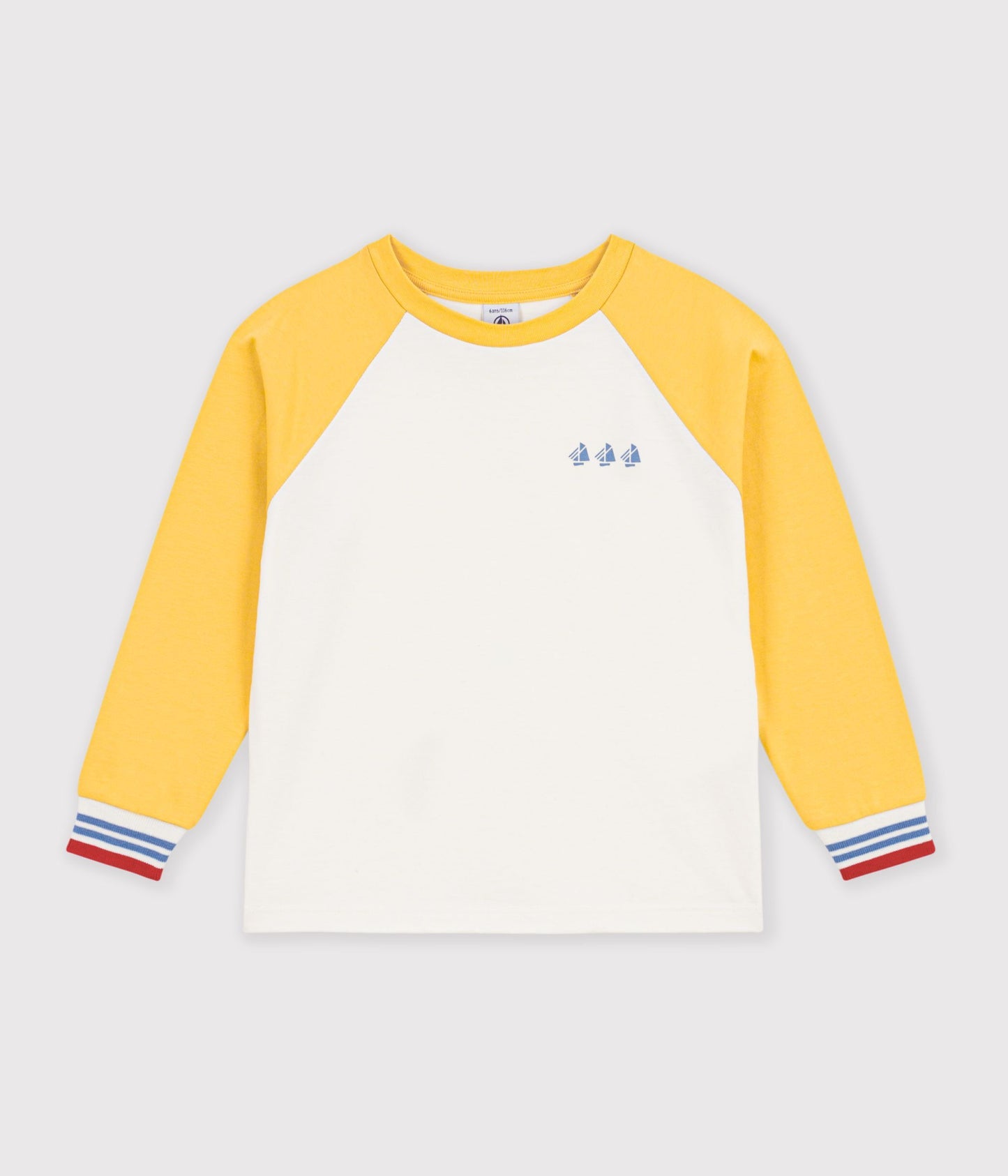 Langærmet t-shirt med gule ærmer - Milk/gul