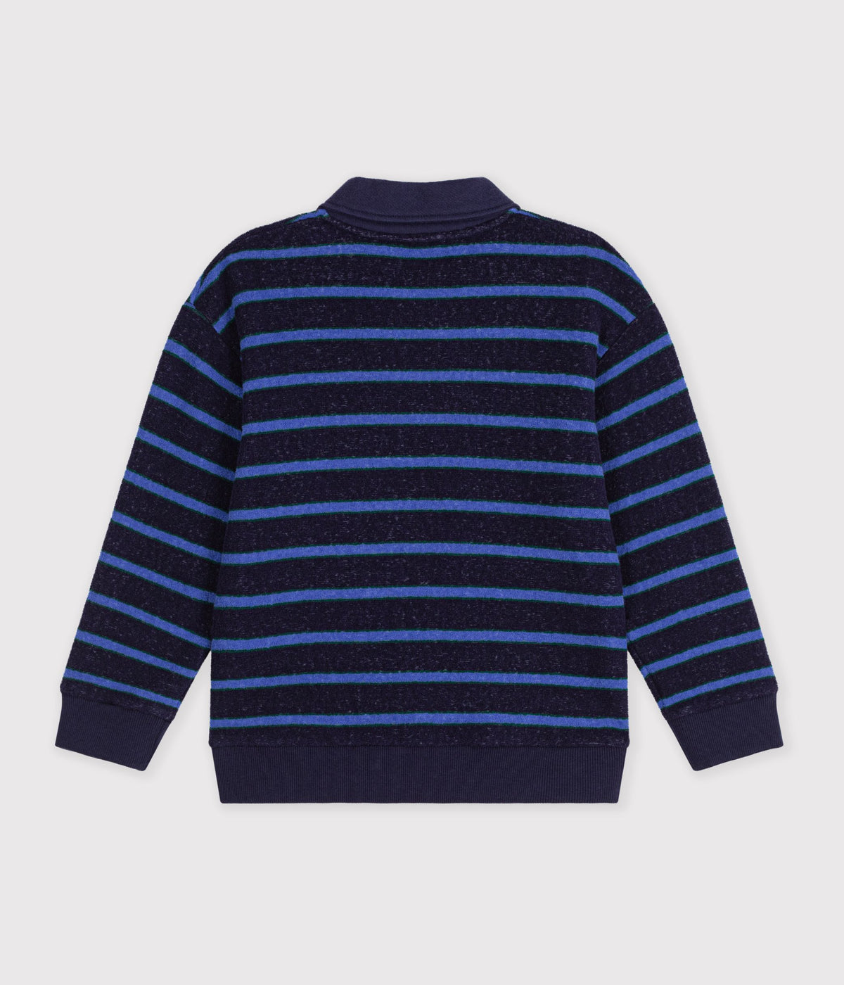 Stribet polo sweatshirt til børn - SOIR/TREE/ULTRAMARINE