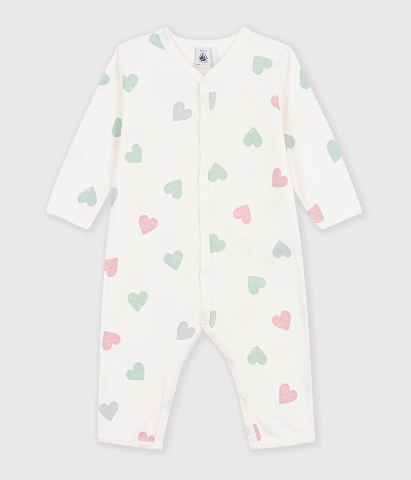 Pyjamas uden fødder med hjerter - Marshmallow/Multico
