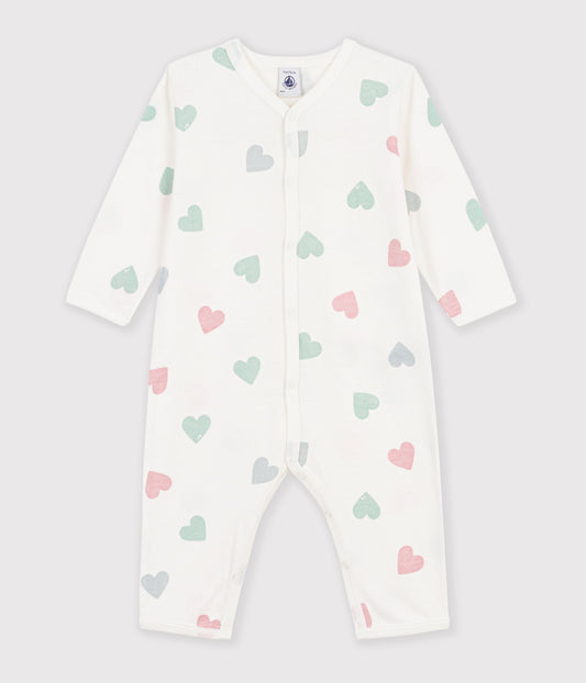 Pyjamas uden fødder med hjerter - Marshmallow/Multico