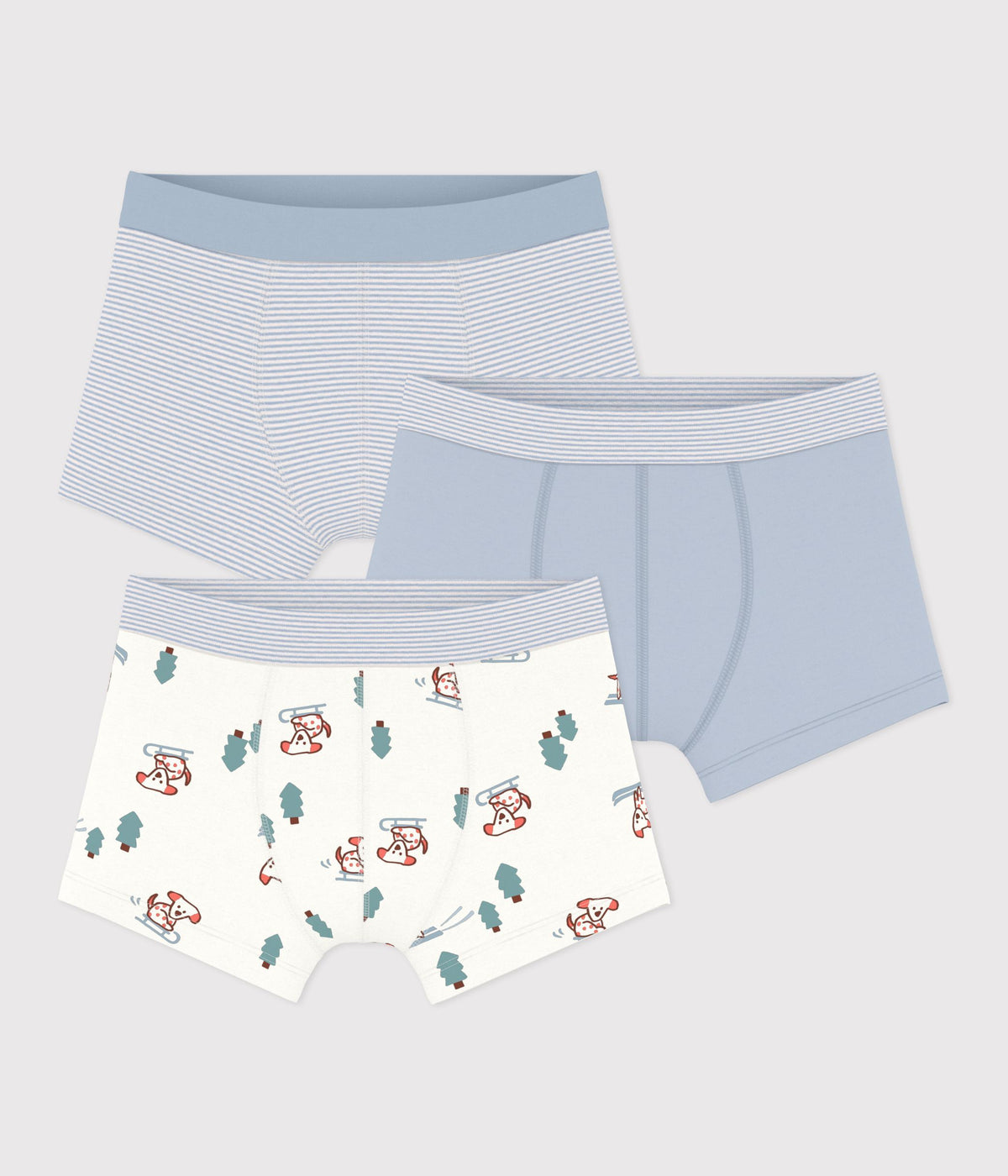 3-pak boxershorts - lyseblå milleraise/print/ensfarvet