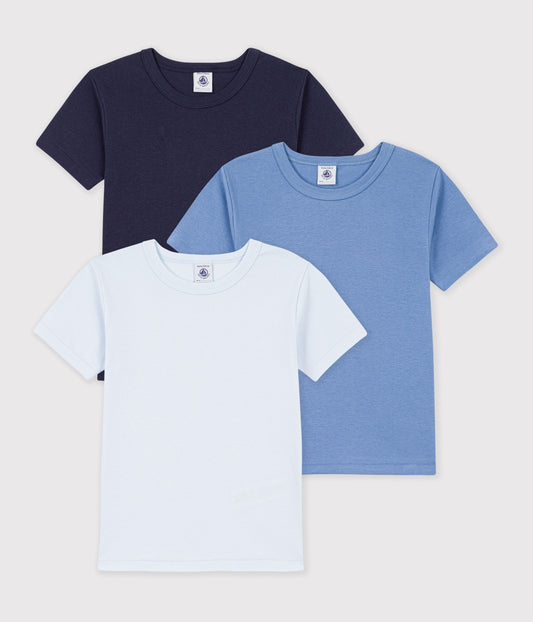 3-pak t-shirts i bomuld - blå nuancer