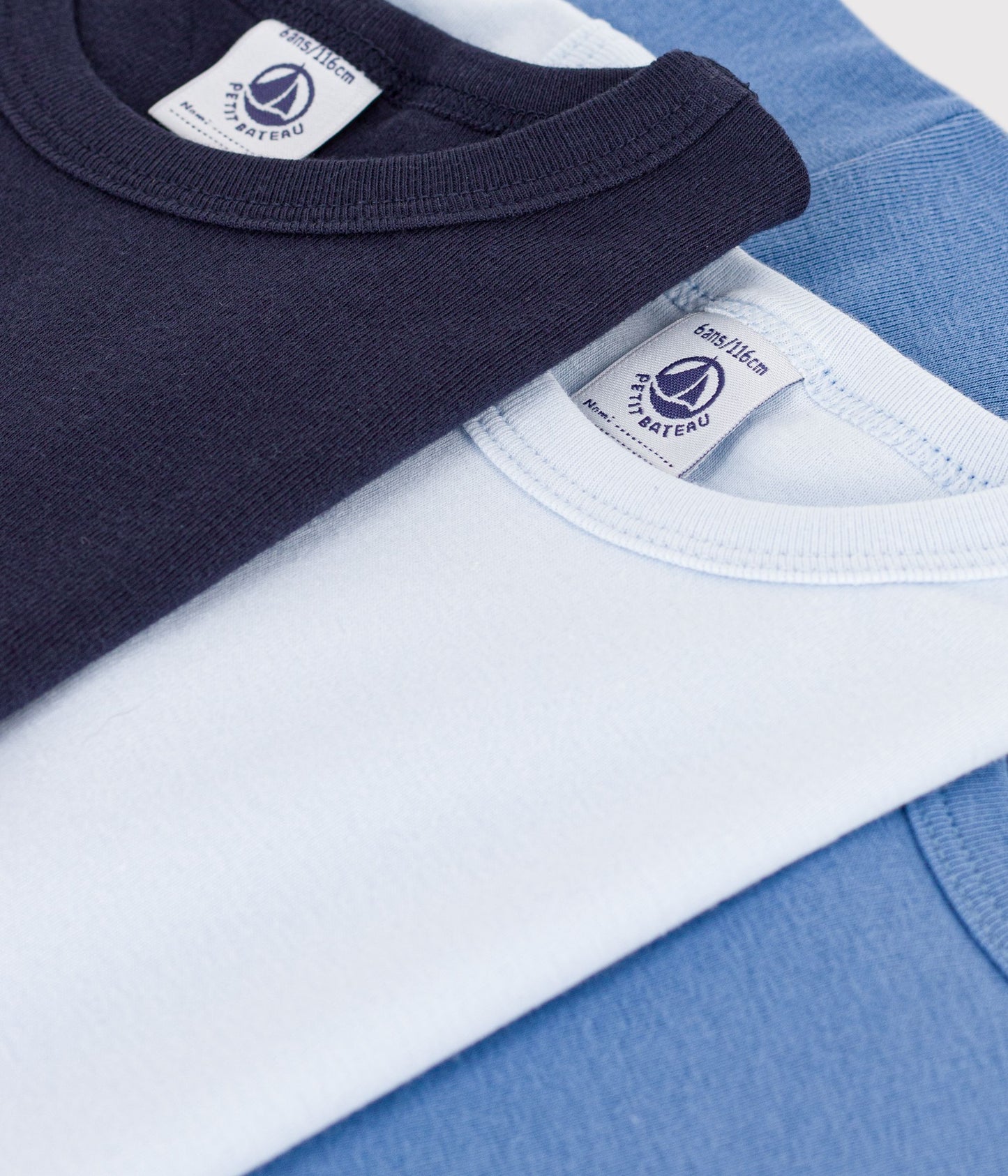 3-pak t-shirts i bomuld - blå nuancer