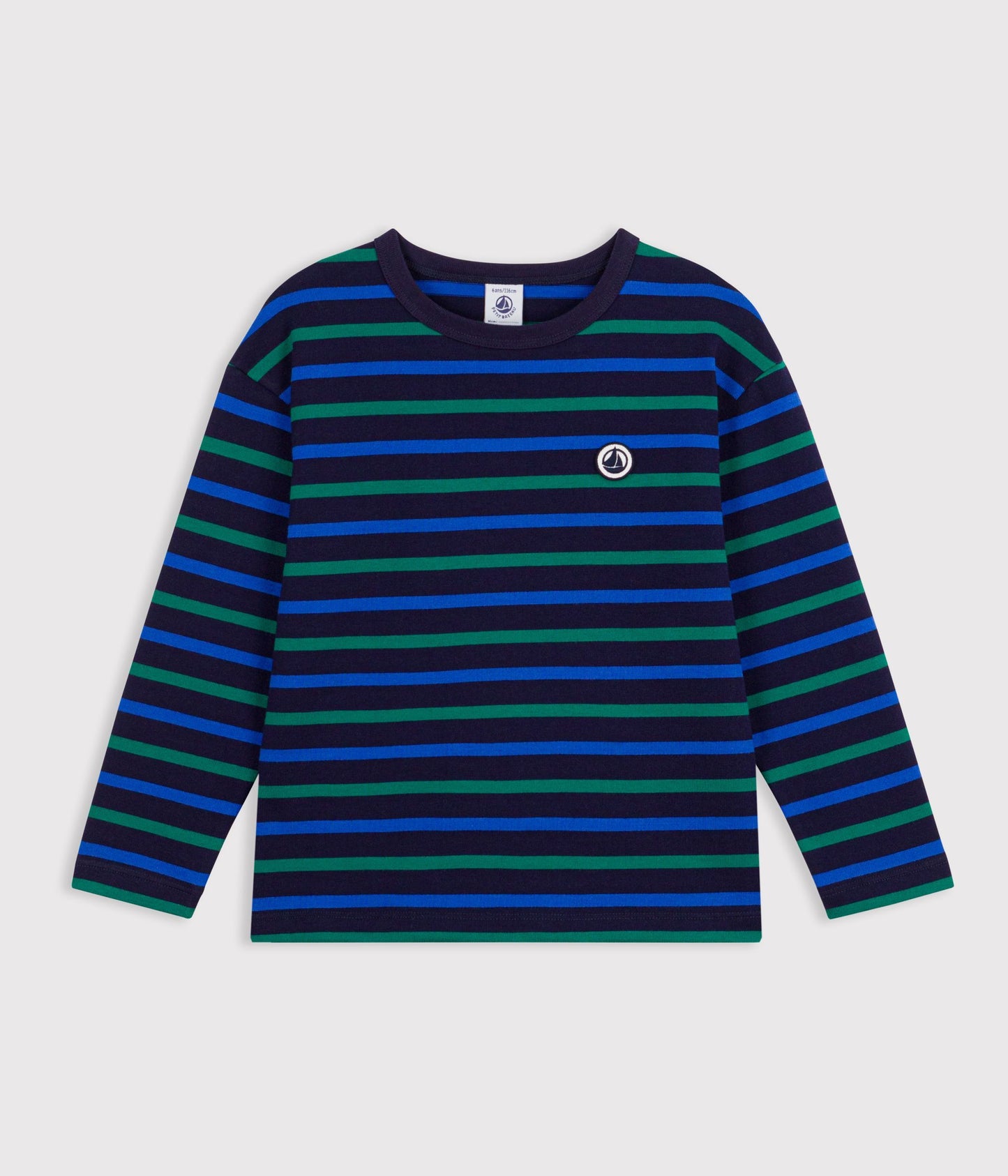 Mariniere stribet trøje til drenge - Soir/ultramarine/evergreen