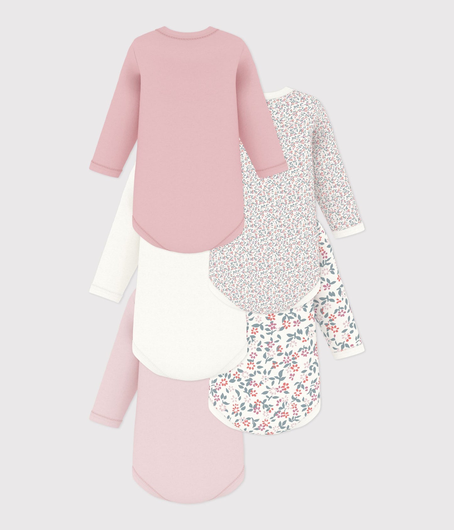 5-pak langærmede body - coral floral/milleraies