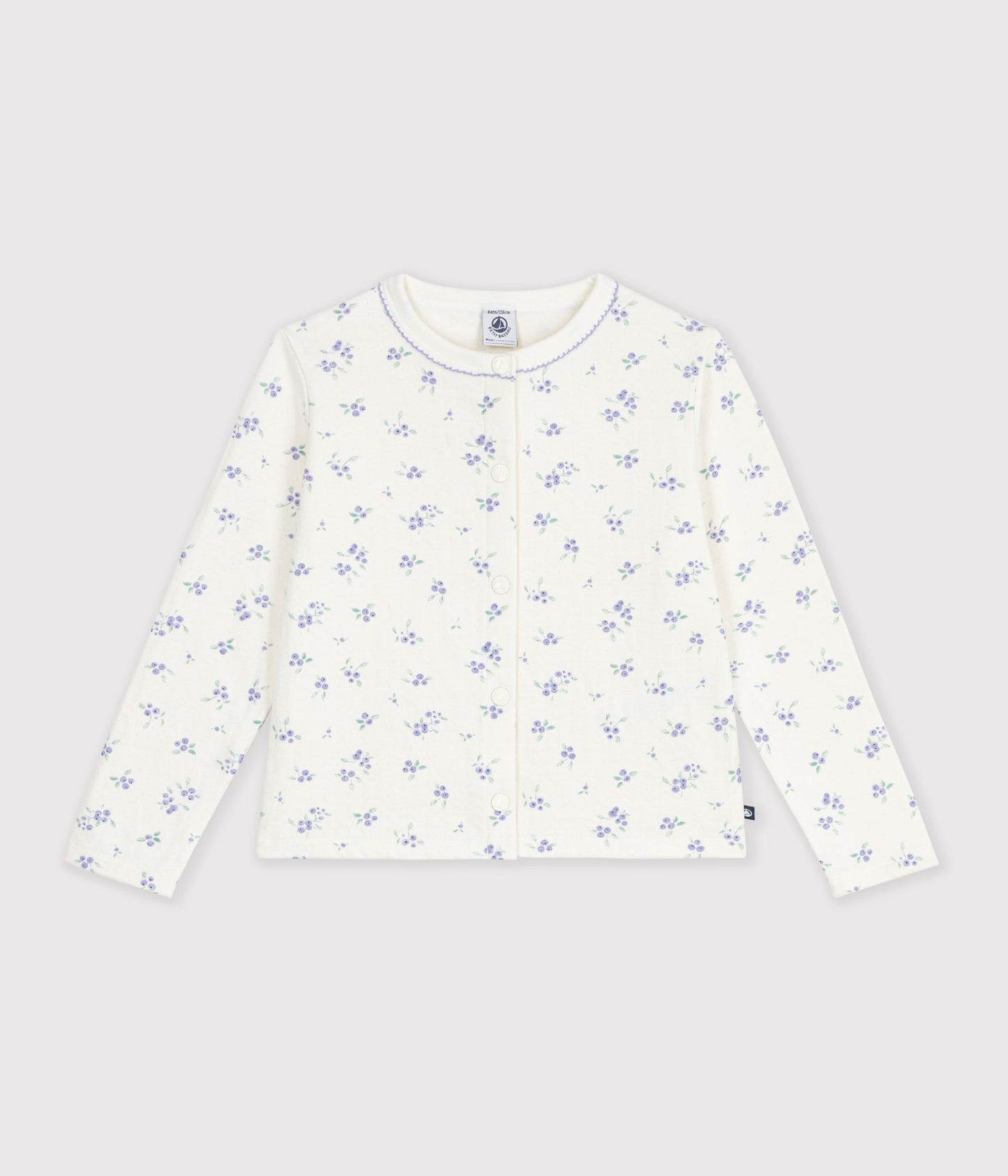 Bomuldscardigan med print til børn - Milk/multico