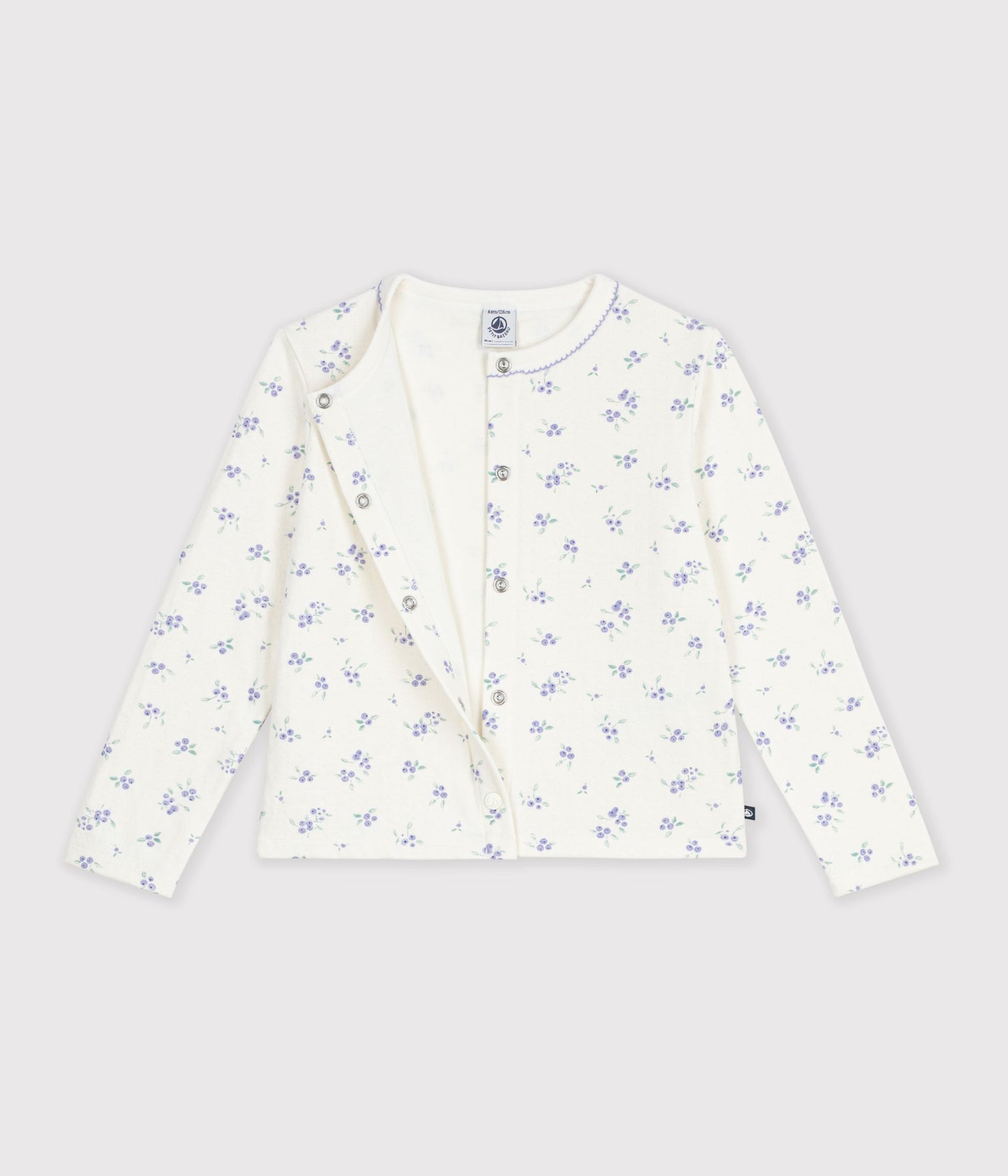 Bomuldscardigan med print til børn - Milk/multico