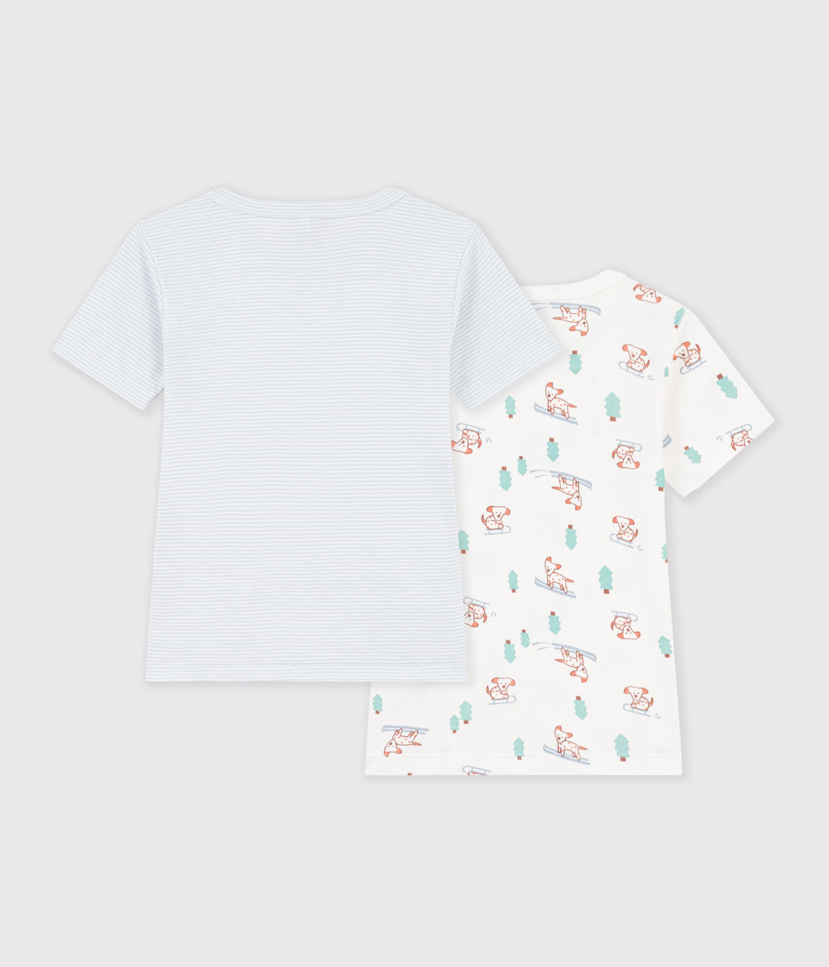 2-pak kortærmede t-shirts i bomuld - lyseblå milleraise/print