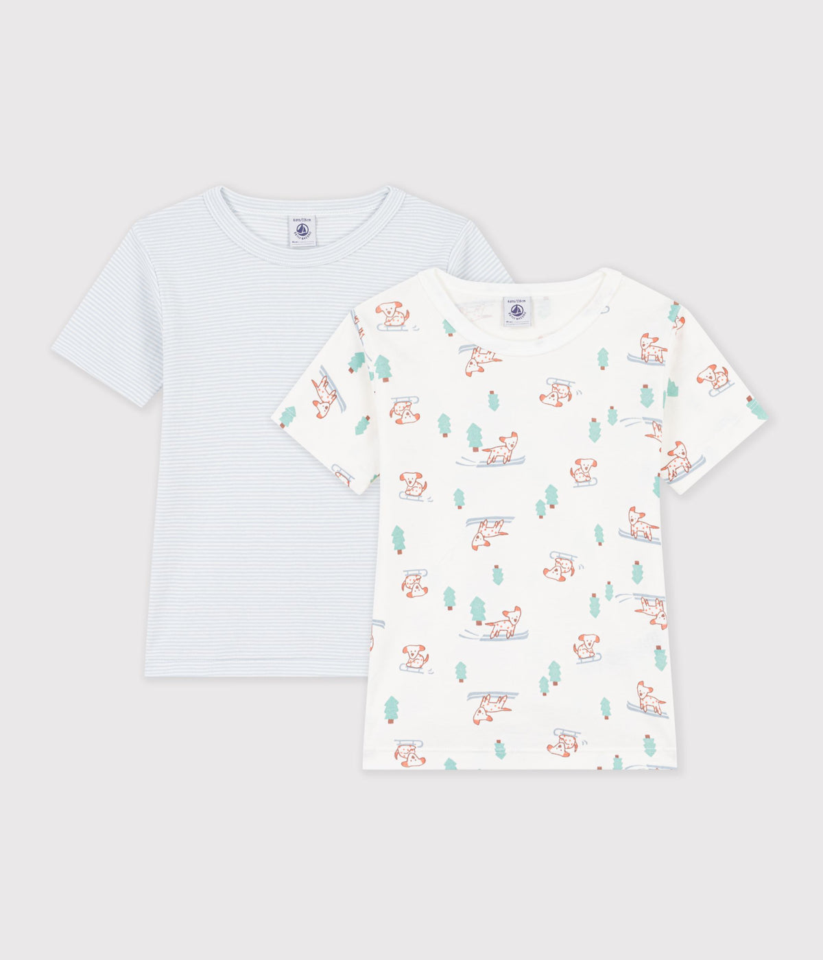 2-pak kortærmede t-shirts i bomuld - lyseblå milleraise/print