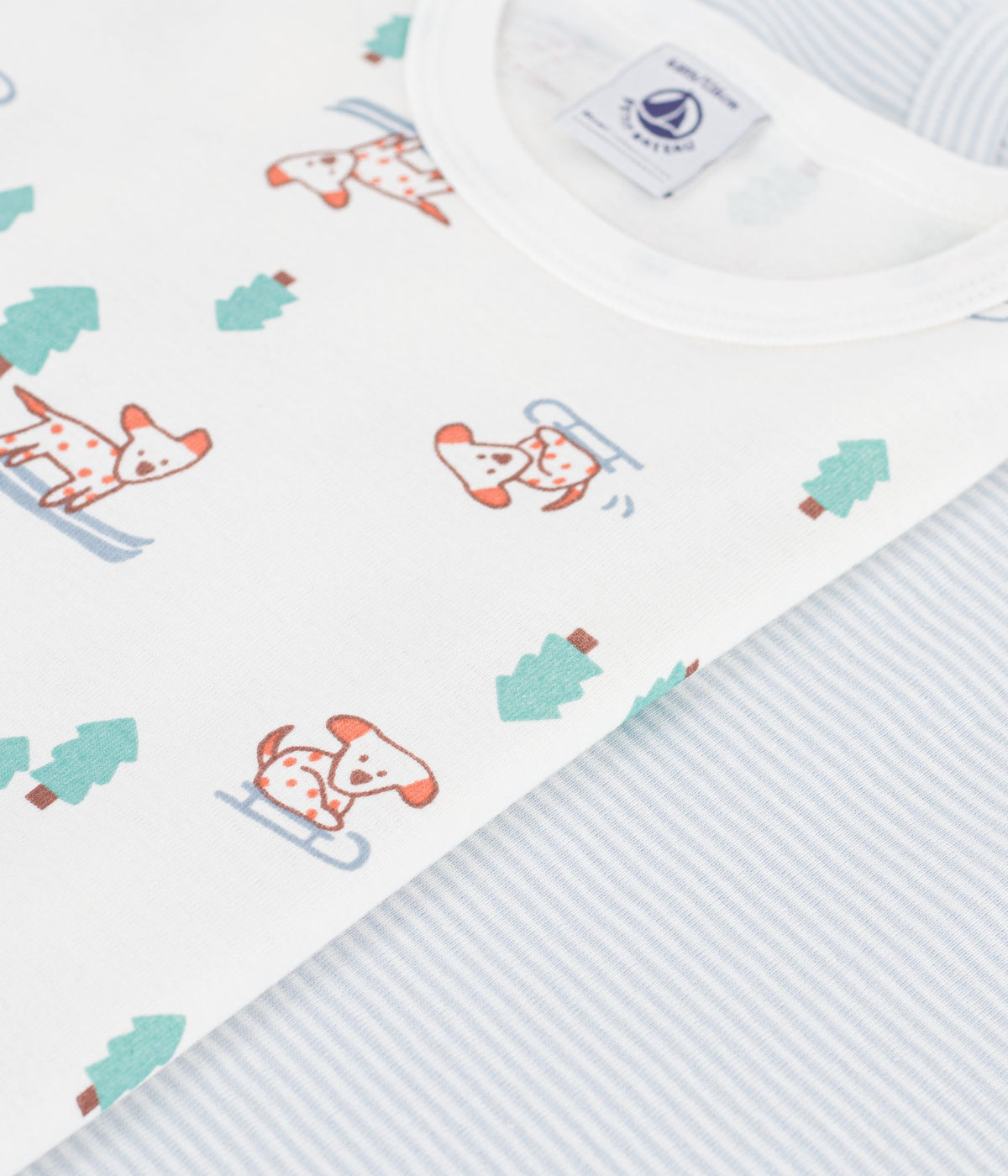 2-pak kortærmede t-shirts i bomuld - lyseblå milleraise/print