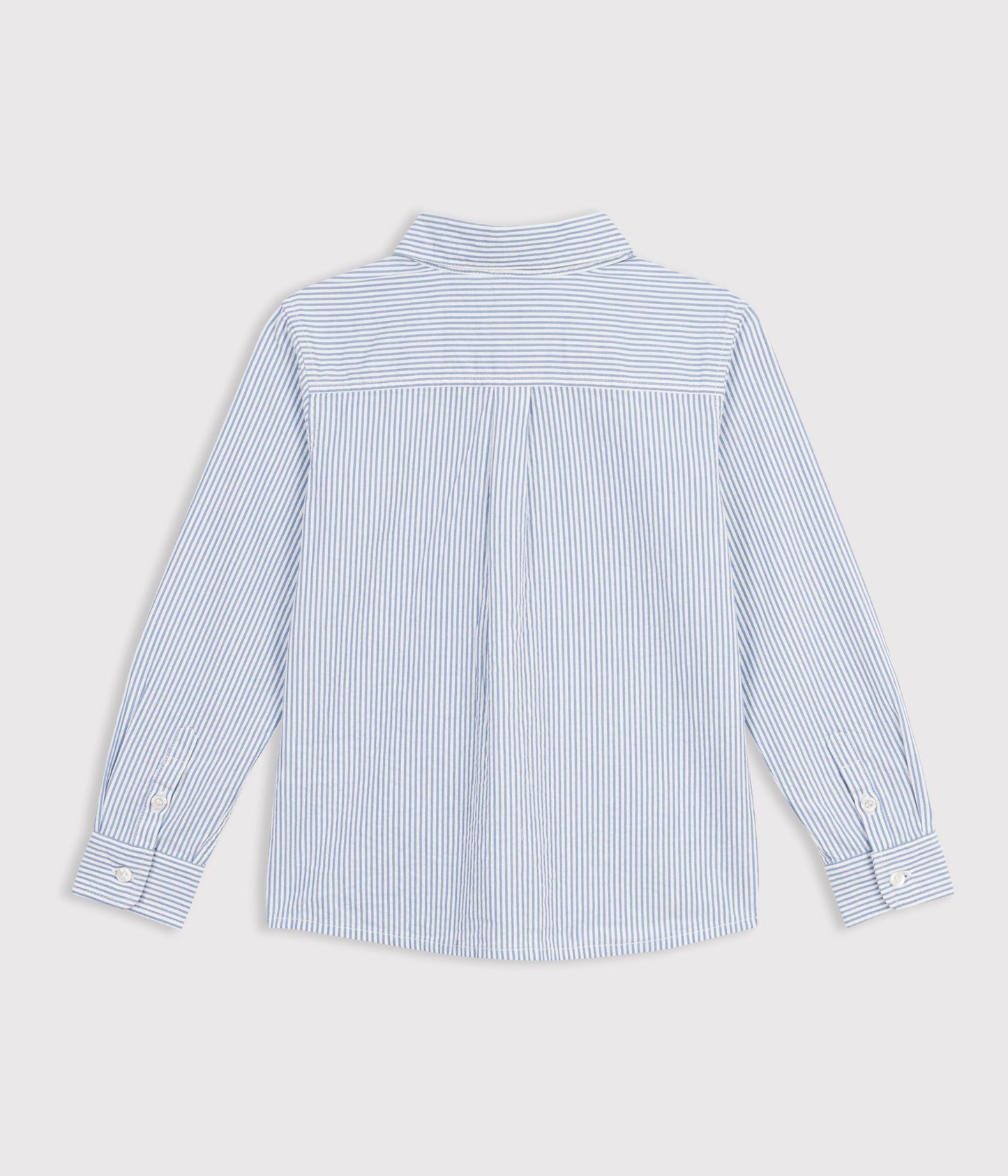 Stribet oxford skjorte i bomuld - Marshmallow/Riviera