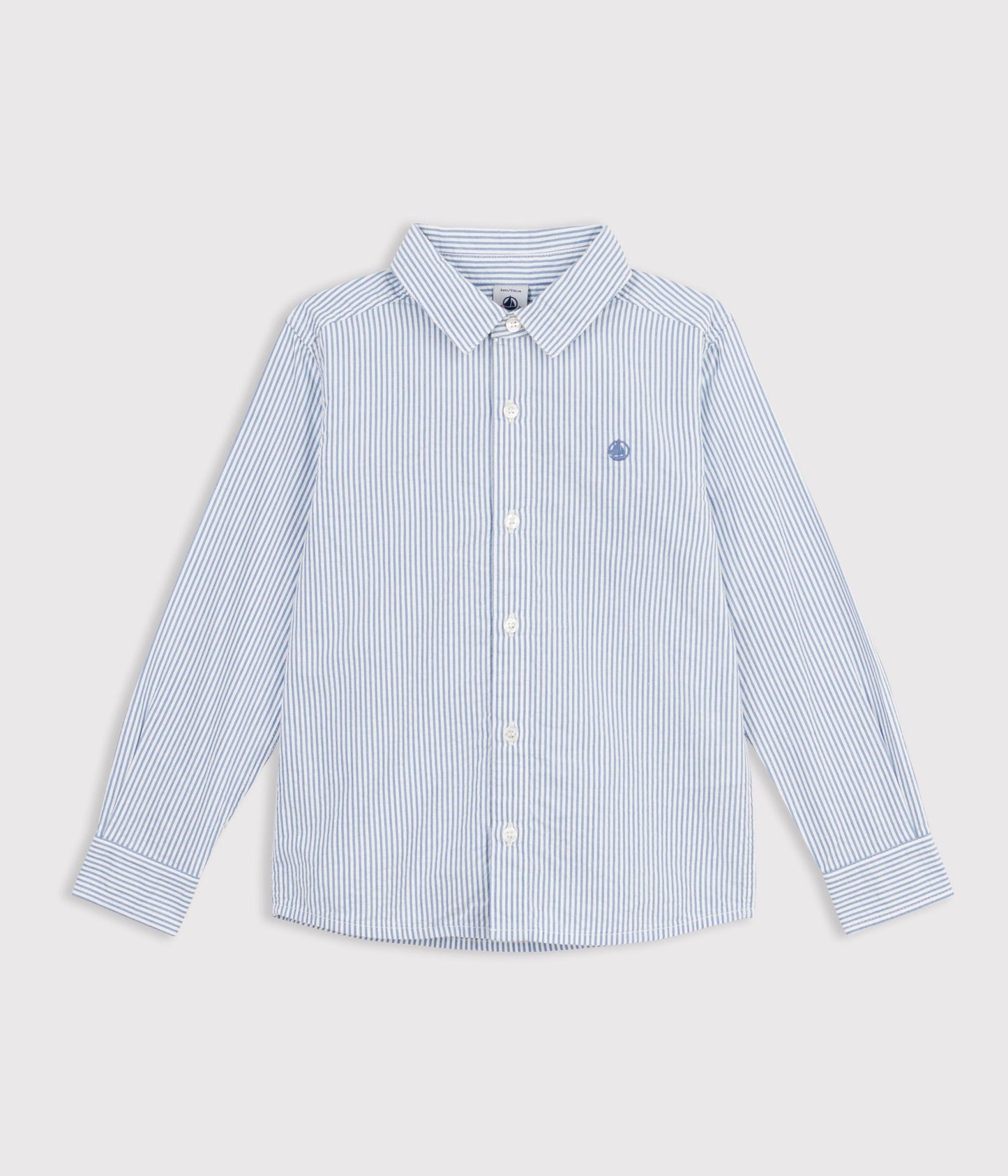 Stribet oxford skjorte i bomuld - Marshmallow/Riviera