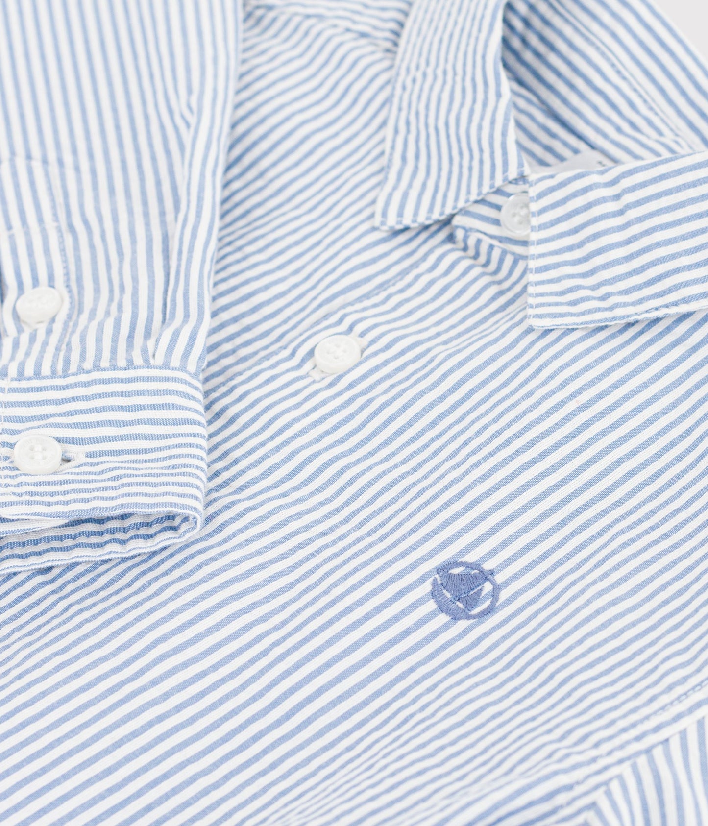 Stribet oxford skjorte i bomuld - Marshmallow/Riviera