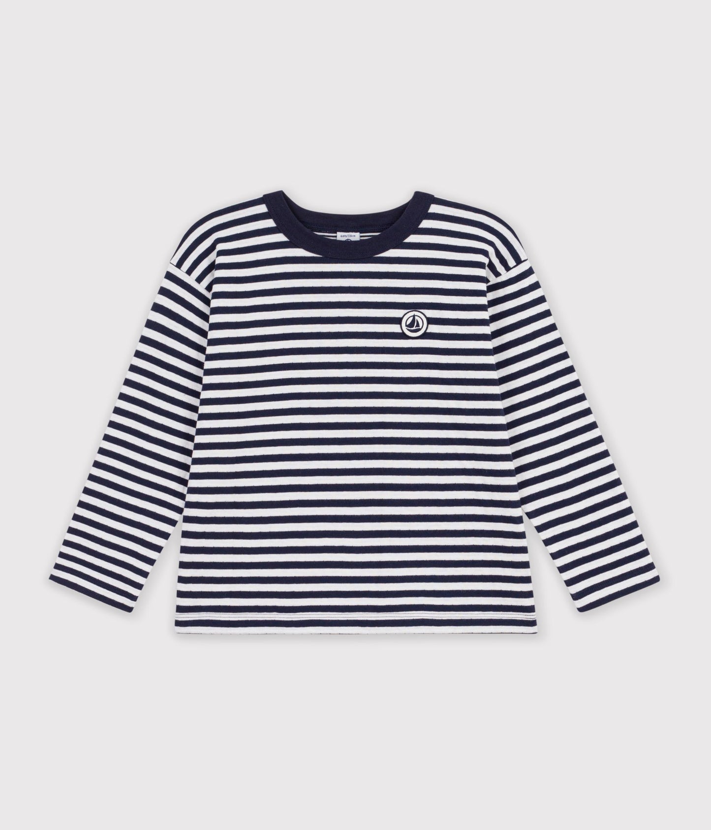 Langærmet stribet t-shirt - SMOKING/MARSHMALLOW