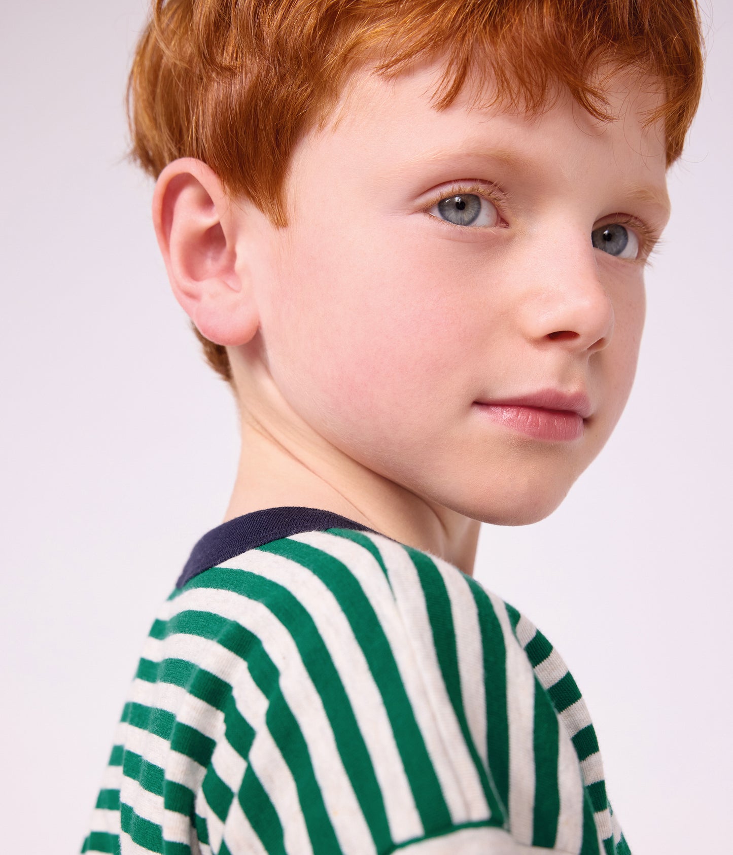 Langærmet stribet t-shirt - Evergreen/Montelimar